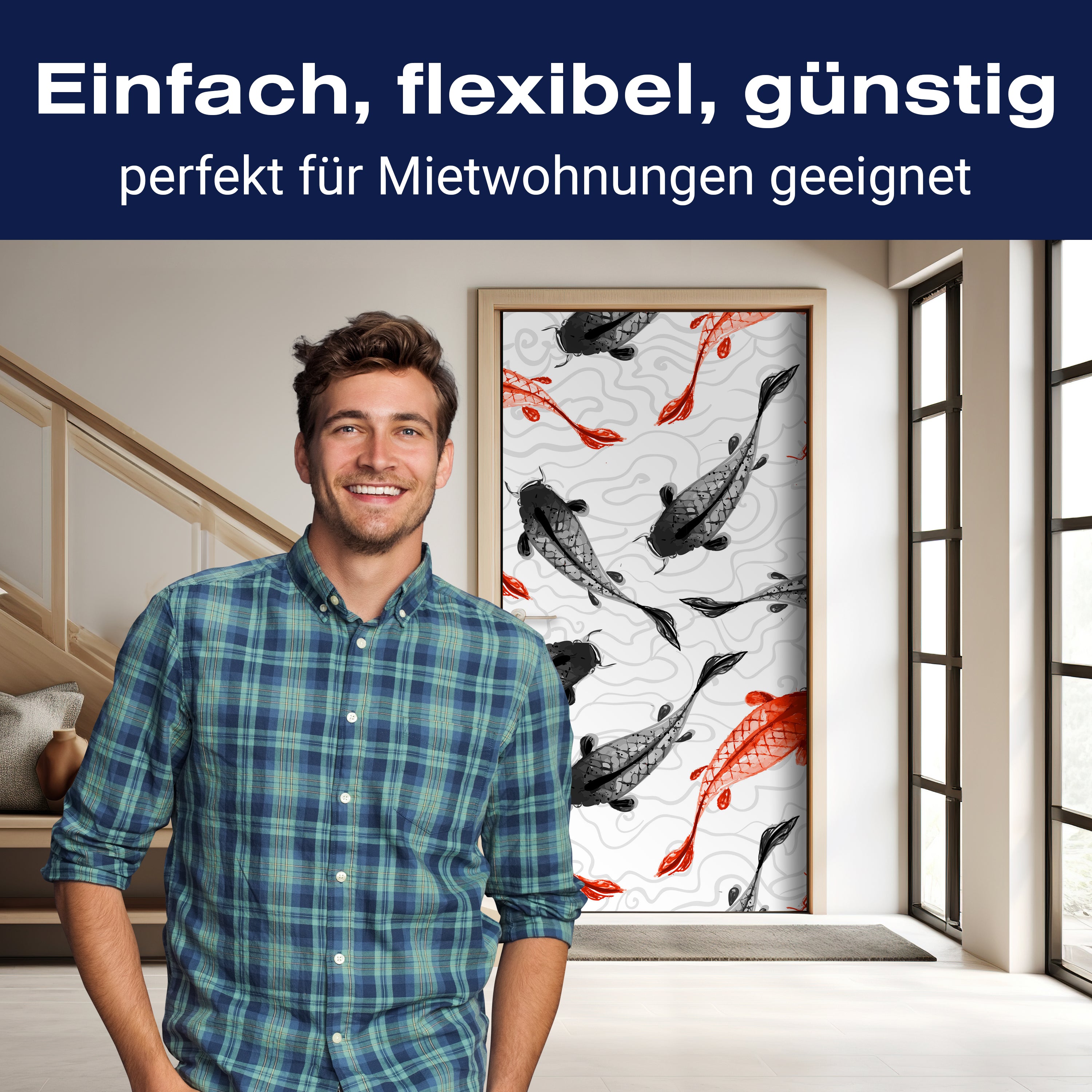 Türtapete rote und schwarze Koi-Karpfen M0946 - Bild 3 Türtapete rote und schwarze Koi-Karpfen M0946 - Bild 3