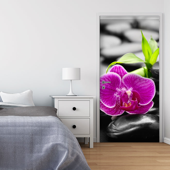Türtapete Zen Basaltsteine und Orchidee M0954 - Bild 1 Türtapete Zen Basaltsteine und Orchidee M0954 - Bild 1