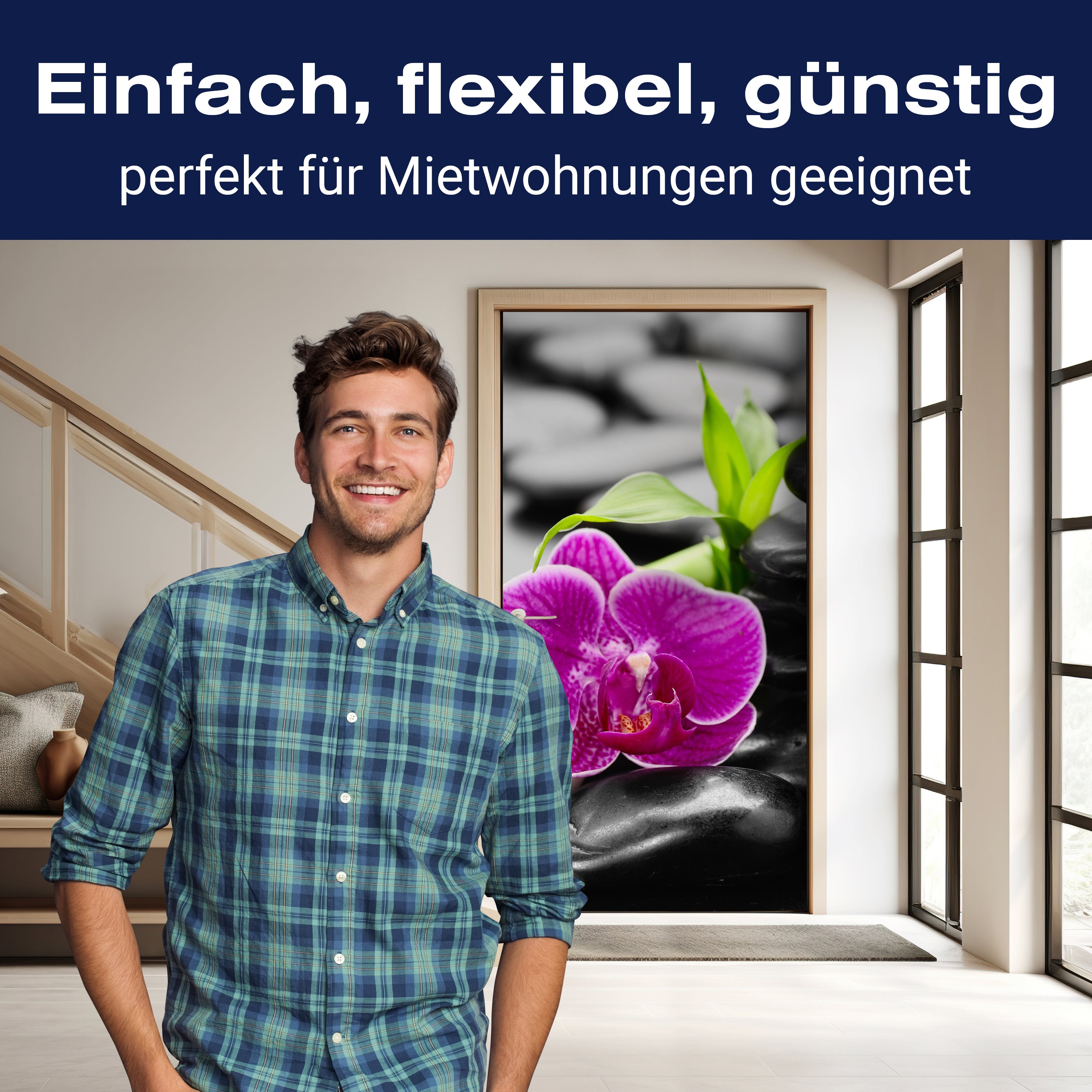 Türtapete Zen Basaltsteine und Orchidee M0954 - Bild 3 Türtapete Zen Basaltsteine und Orchidee M0954 - Bild 3