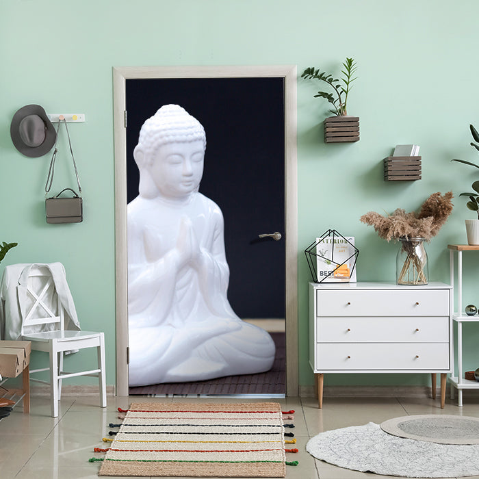 Türtapete Weiße Figur in Meditationshaltung M0967 - Bild 1 Türtapete Weiße Figur in Meditationshaltung M0967 - Bild 1