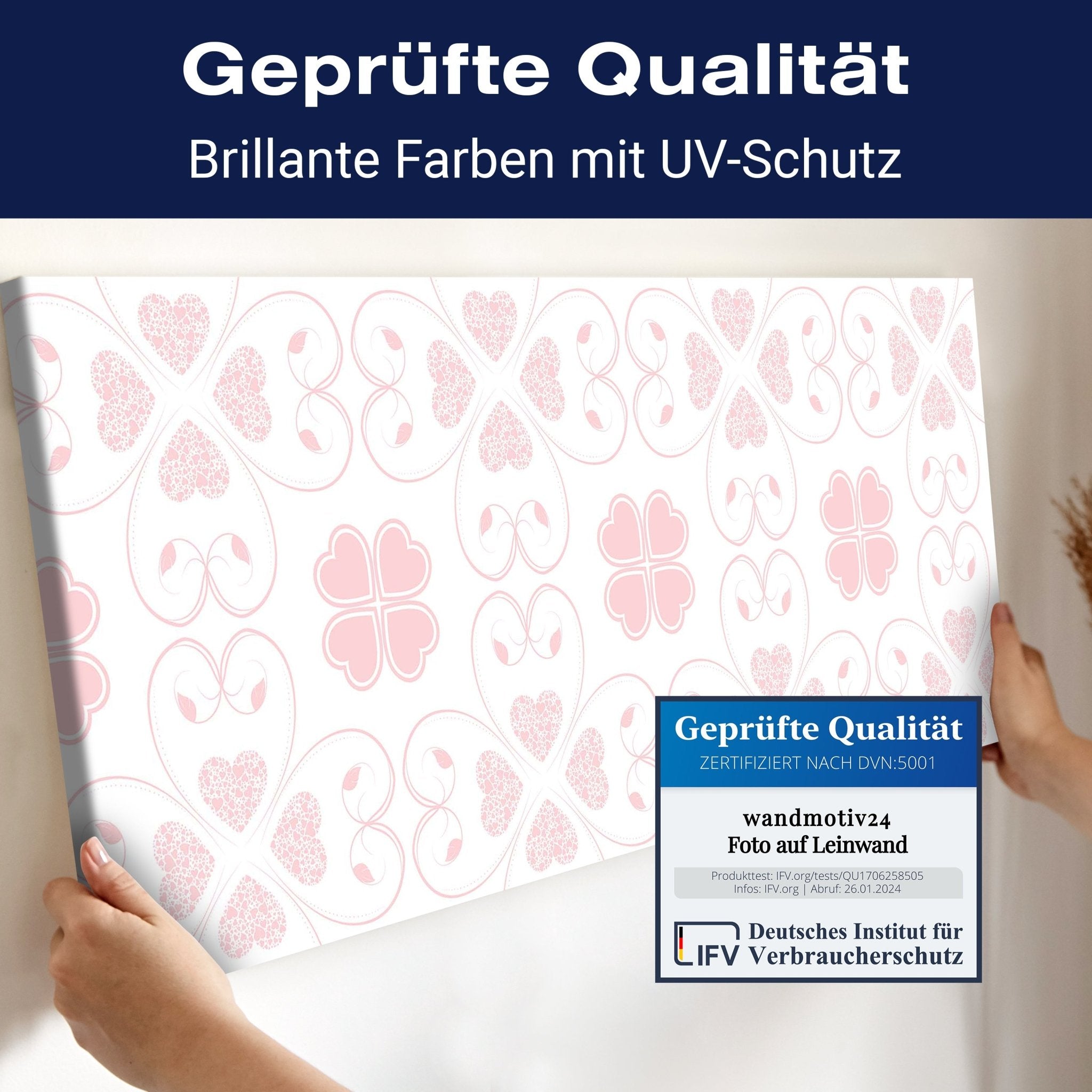 Leinwandbild Rosa Herzmuster M0995 kaufen - Bild 4 Leinwandbild Rosa Herzmuster M0995 kaufen - Bild 4