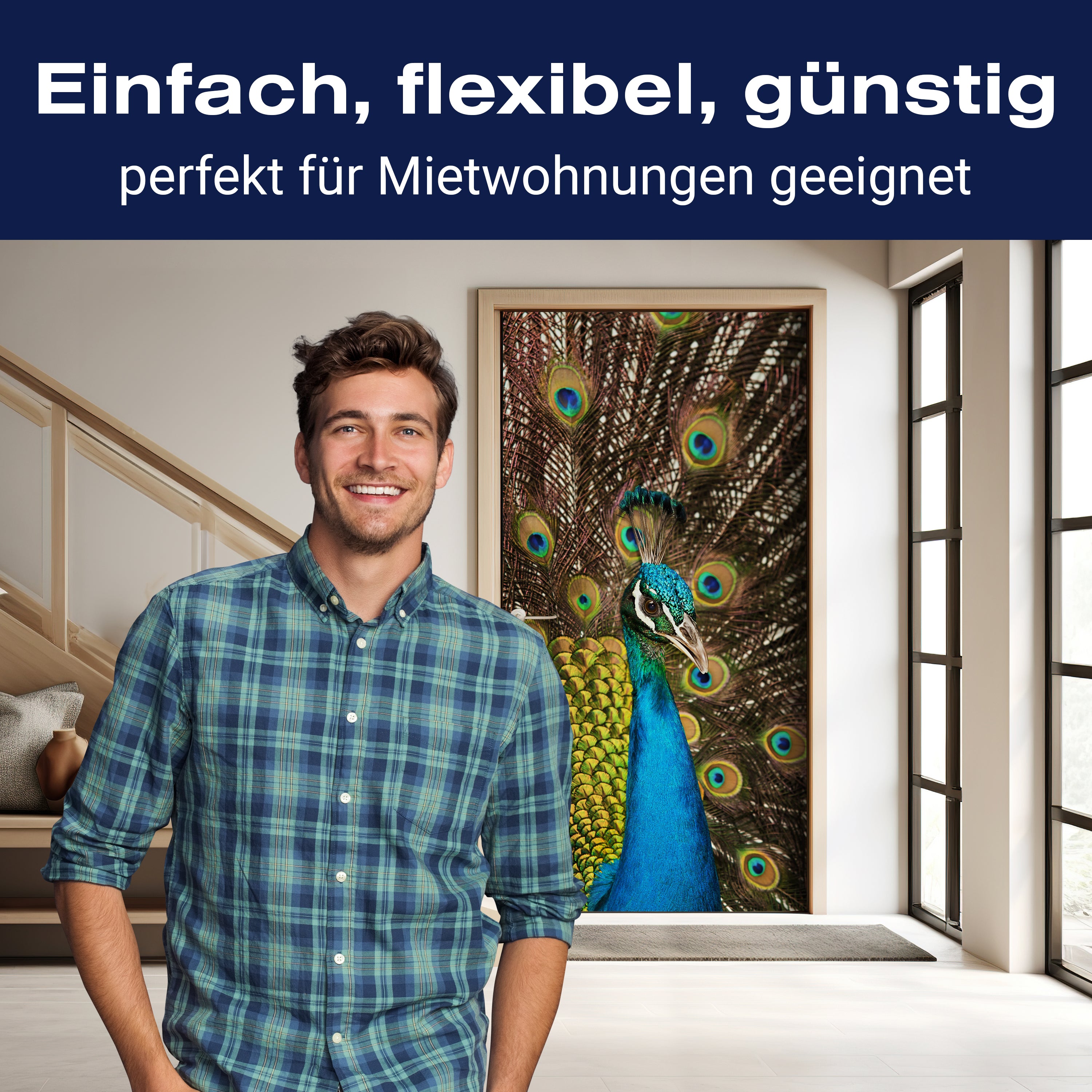 Türtapete schöner Pfau M1005 - Bild 3 Türtapete schöner Pfau M1005 - Bild 3