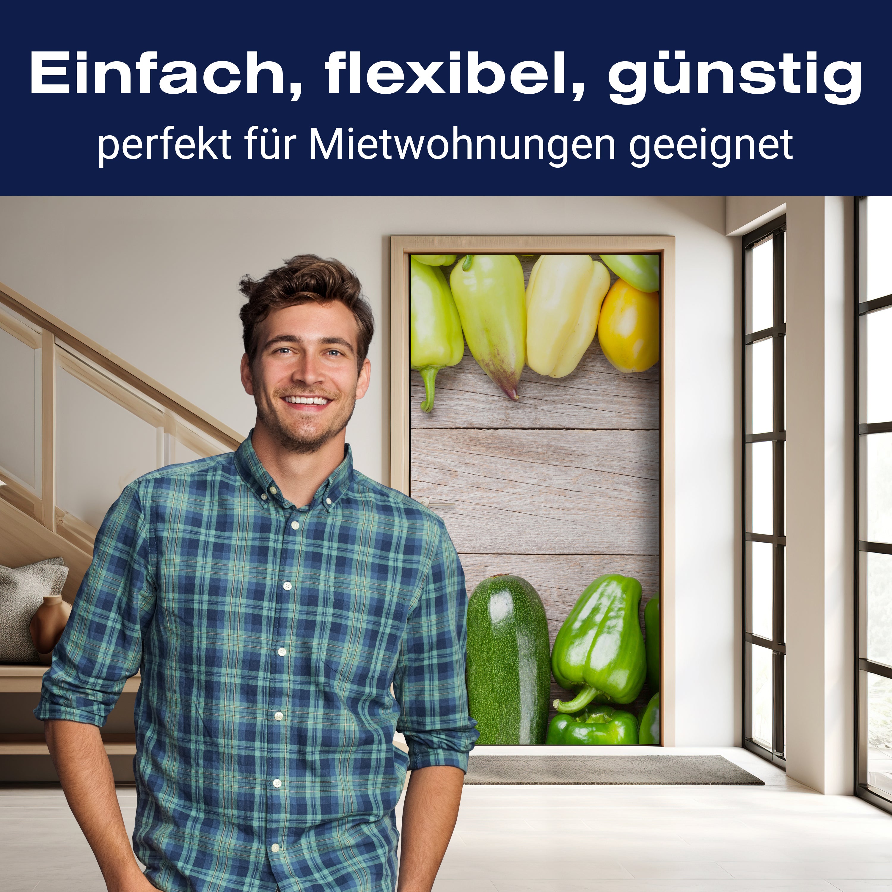 Türtapete Frischgemüse auf einem Holztisch M1012 - Bild 3 Türtapete Frischgemüse auf einem Holztisch M1012 - Bild 3