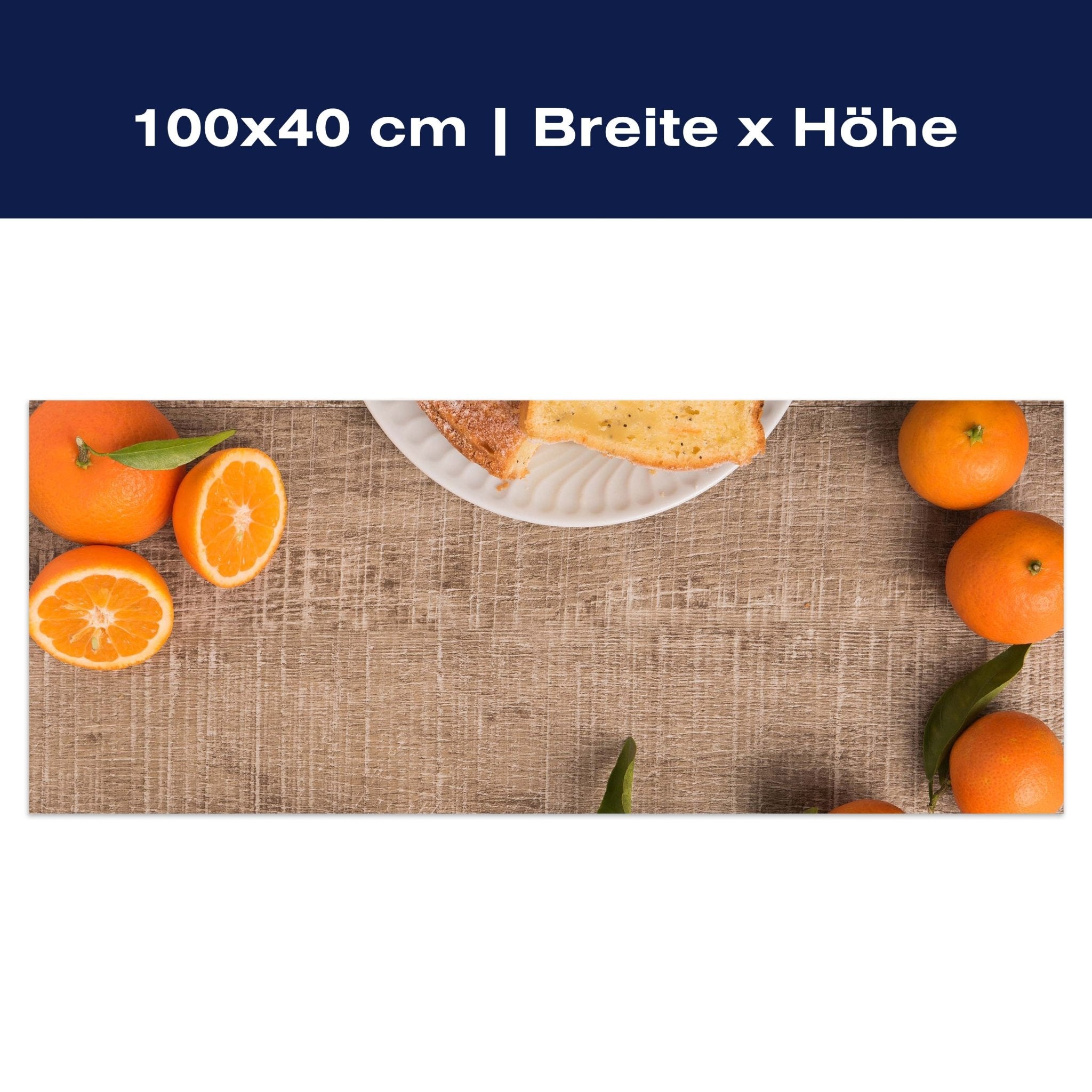Leinwandbild Frische Clementinen und Kuchen M1018 Leinwandbild Frische Clementinen und Kuchen M1018