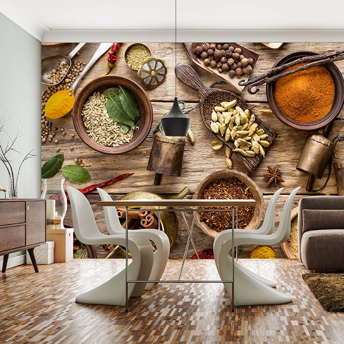 Fototapete Gewürze Küche Holz M1019 - Bild 1 Fototapete Gewürze Küche Holz M1019 - Bild 1