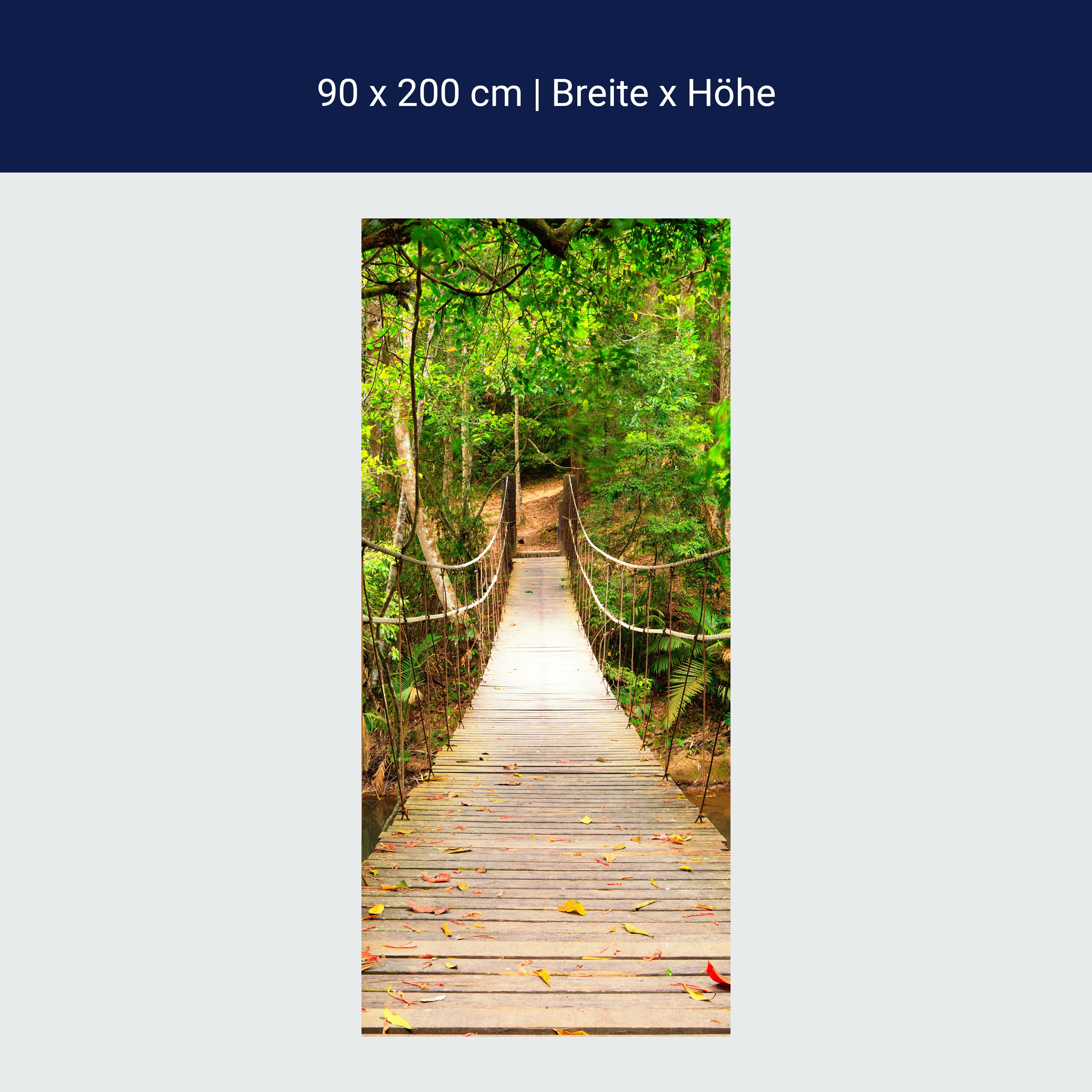 Türtapete Holz-brücke im Wald, Hängebrücke, Natur M1067 Türtapete Holz-brücke im Wald, Hängebrücke, Natur M1067