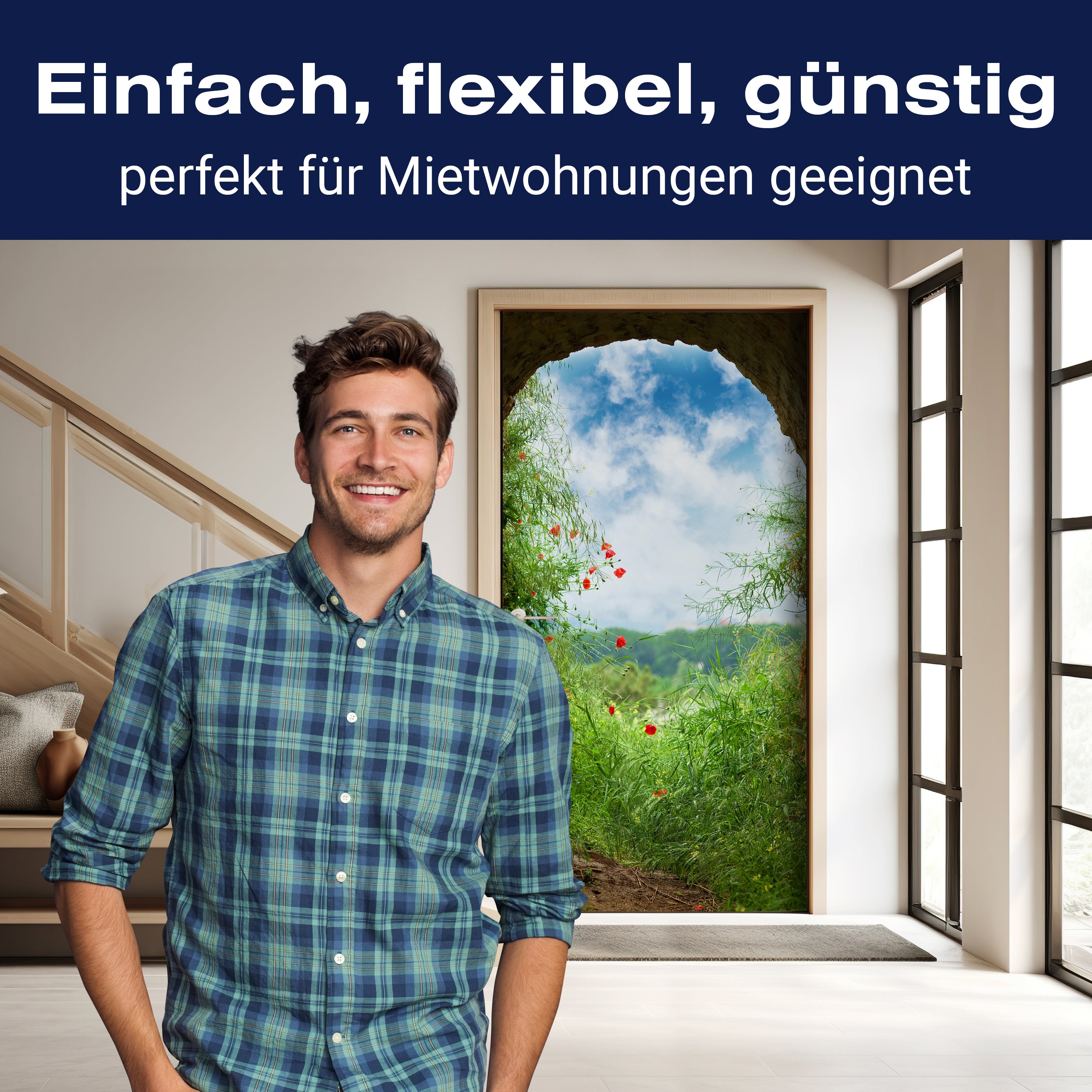 Türtapete Blick aus Tunnel, Wiese, Natur, Blumen M1074 - Bild 3 Türtapete Blick aus Tunnel, Wiese, Natur, Blumen M1074 - Bild 3