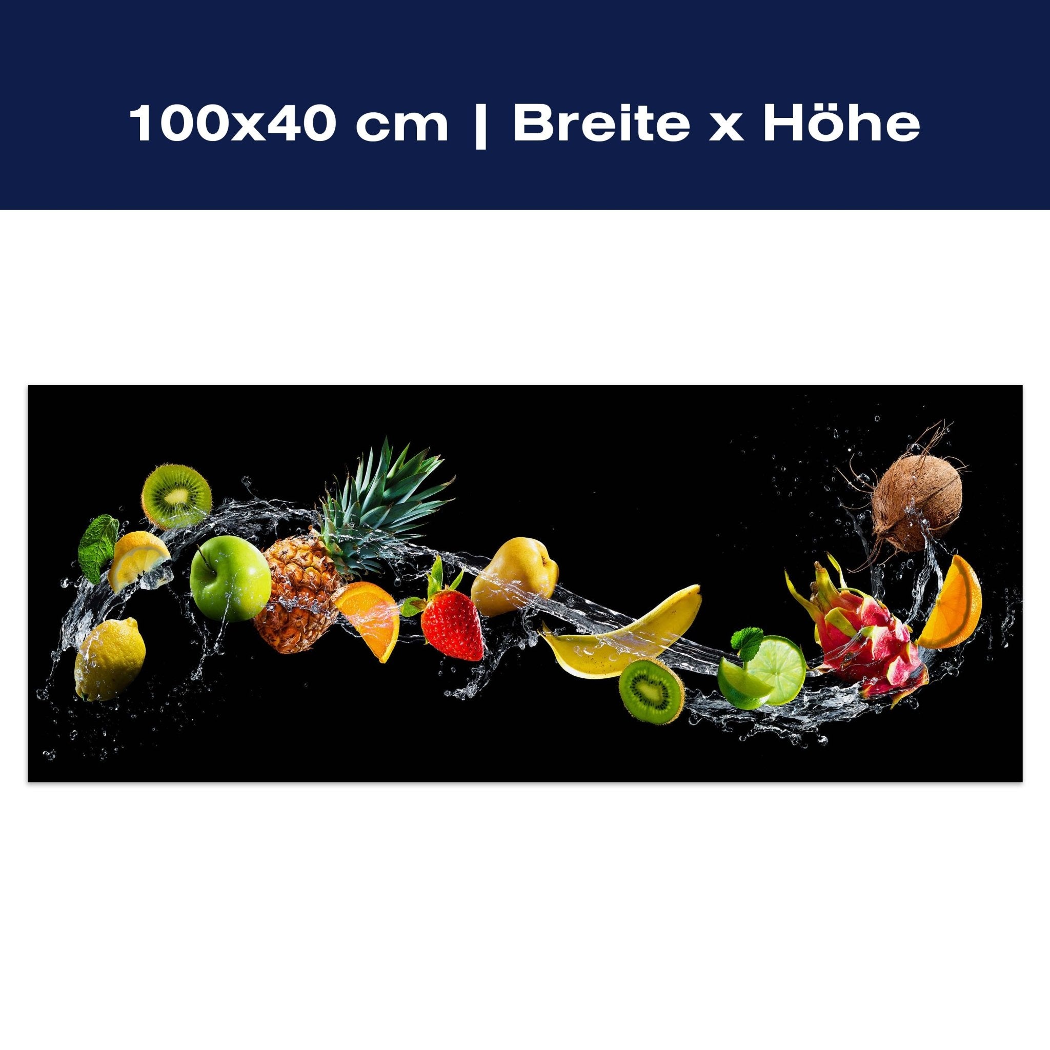 Leinwandbild Früchte & Wasser, Banane, Kiwi, Orange M1075 Leinwandbild Früchte & Wasser, Banane, Kiwi, Orange M1075