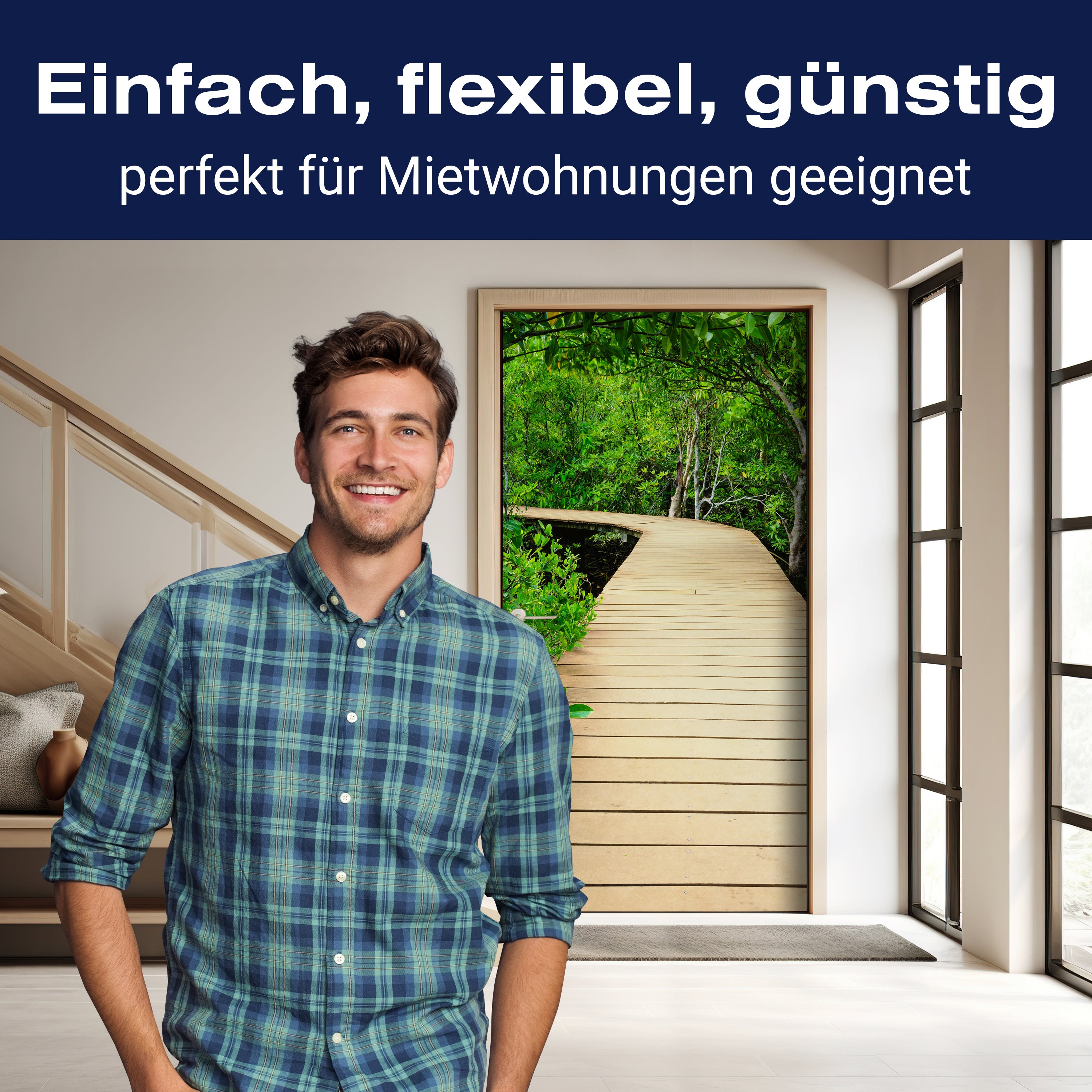 Türtapete moderner Holz-steg im Wald, Weg, Natur M1078 - Bild 3 Türtapete moderner Holz-steg im Wald, Weg, Natur M1078 - Bild 3