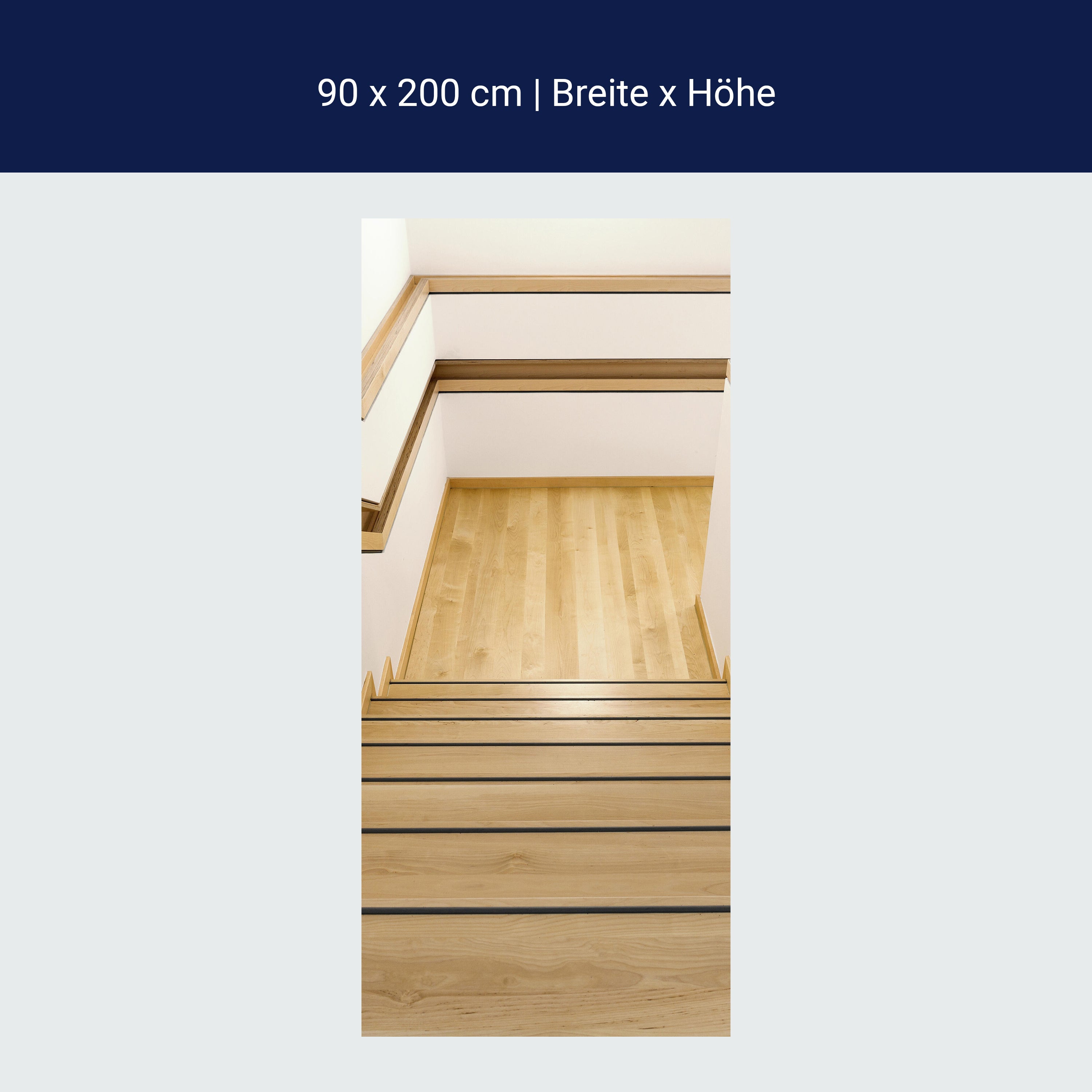 Türtapete Holz-treppe mit Geländer & Ablage, Haus M1085 Türtapete Holz-treppe mit Geländer & Ablage, Haus M1085