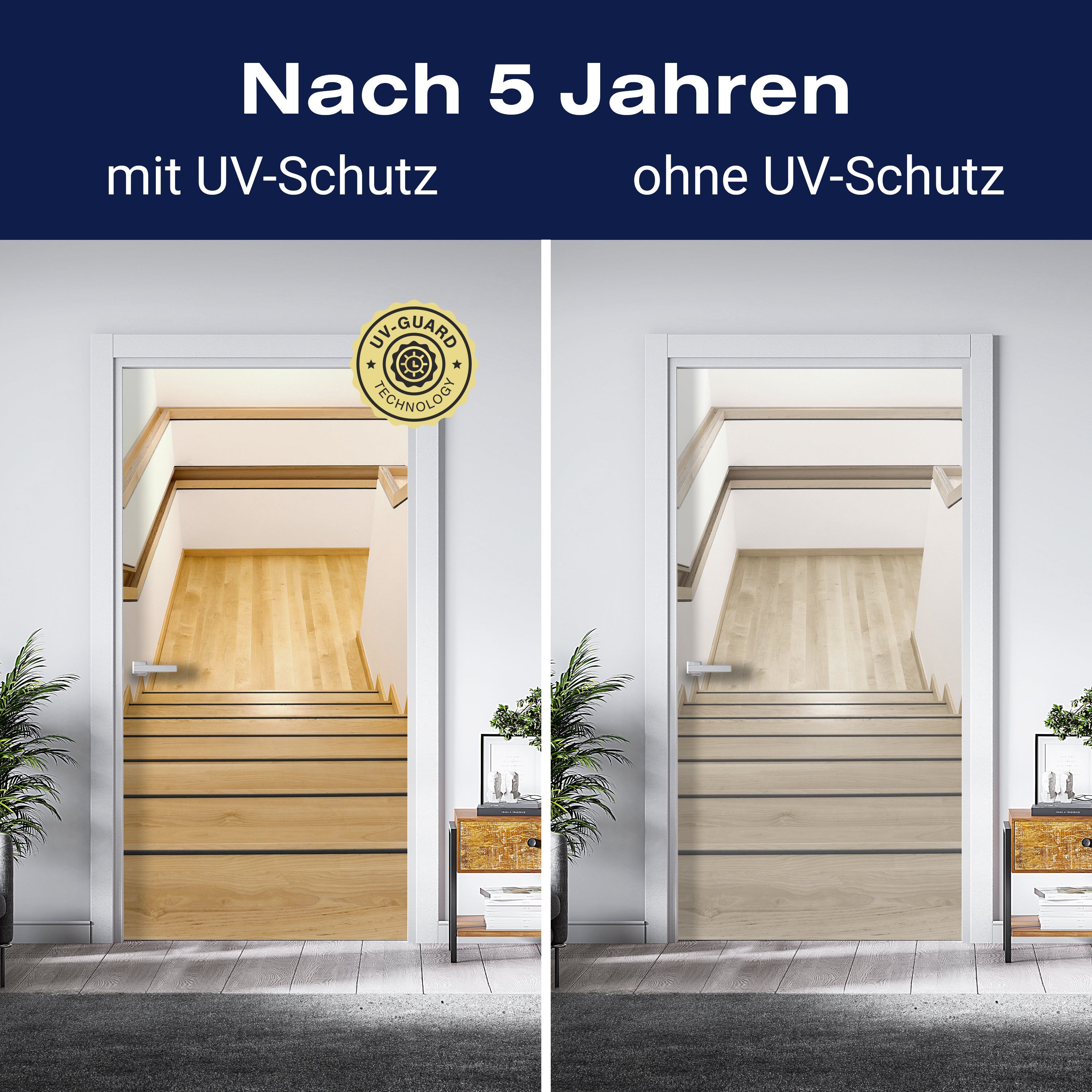 Türtapete Holz-treppe mit Geländer & Ablage, Haus M1085 - Bild 4 Türtapete Holz-treppe mit Geländer & Ablage, Haus M1085 - Bild 4