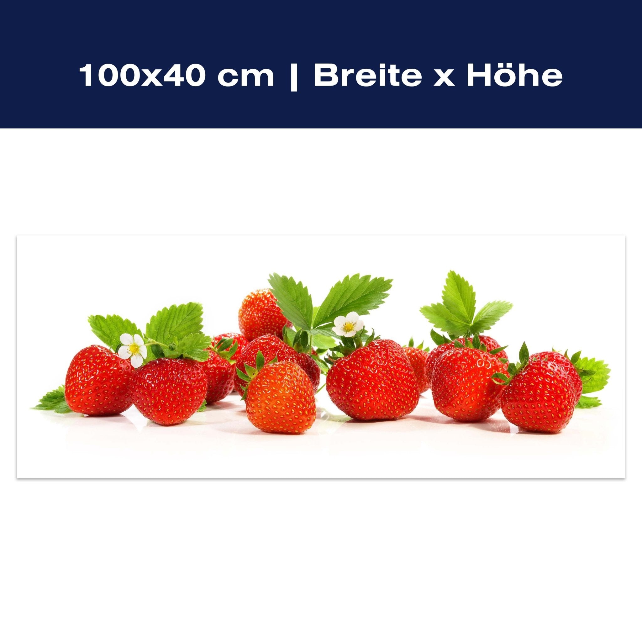 Leinwandbild frische Erdbeeren, Rot, Grün, Obst M1086 Leinwandbild frische Erdbeeren, Rot, Grün, Obst M1086