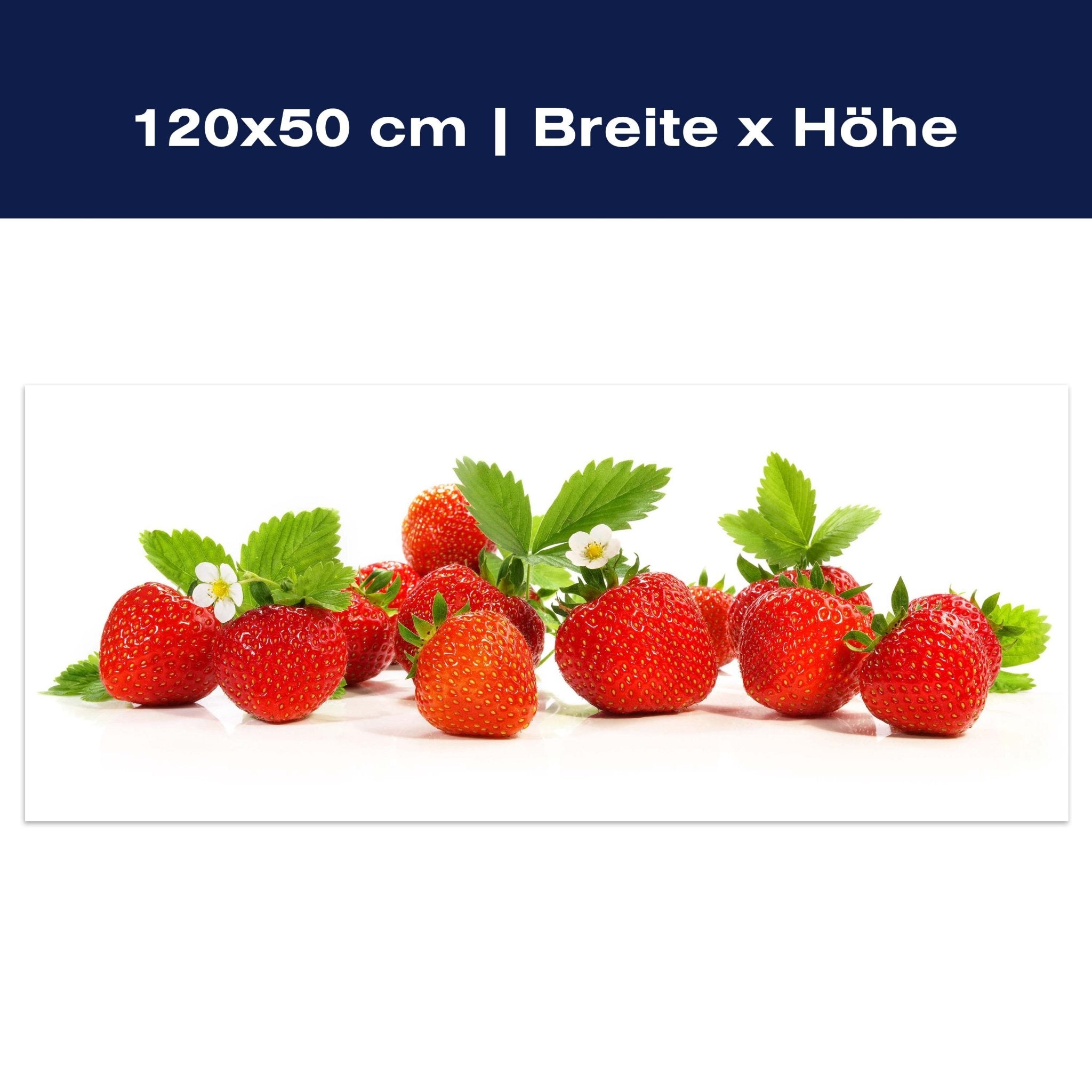 Leinwandbild frische Erdbeeren, Rot, Grün, Obst M1086 Leinwandbild frische Erdbeeren, Rot, Grün, Obst M1086
