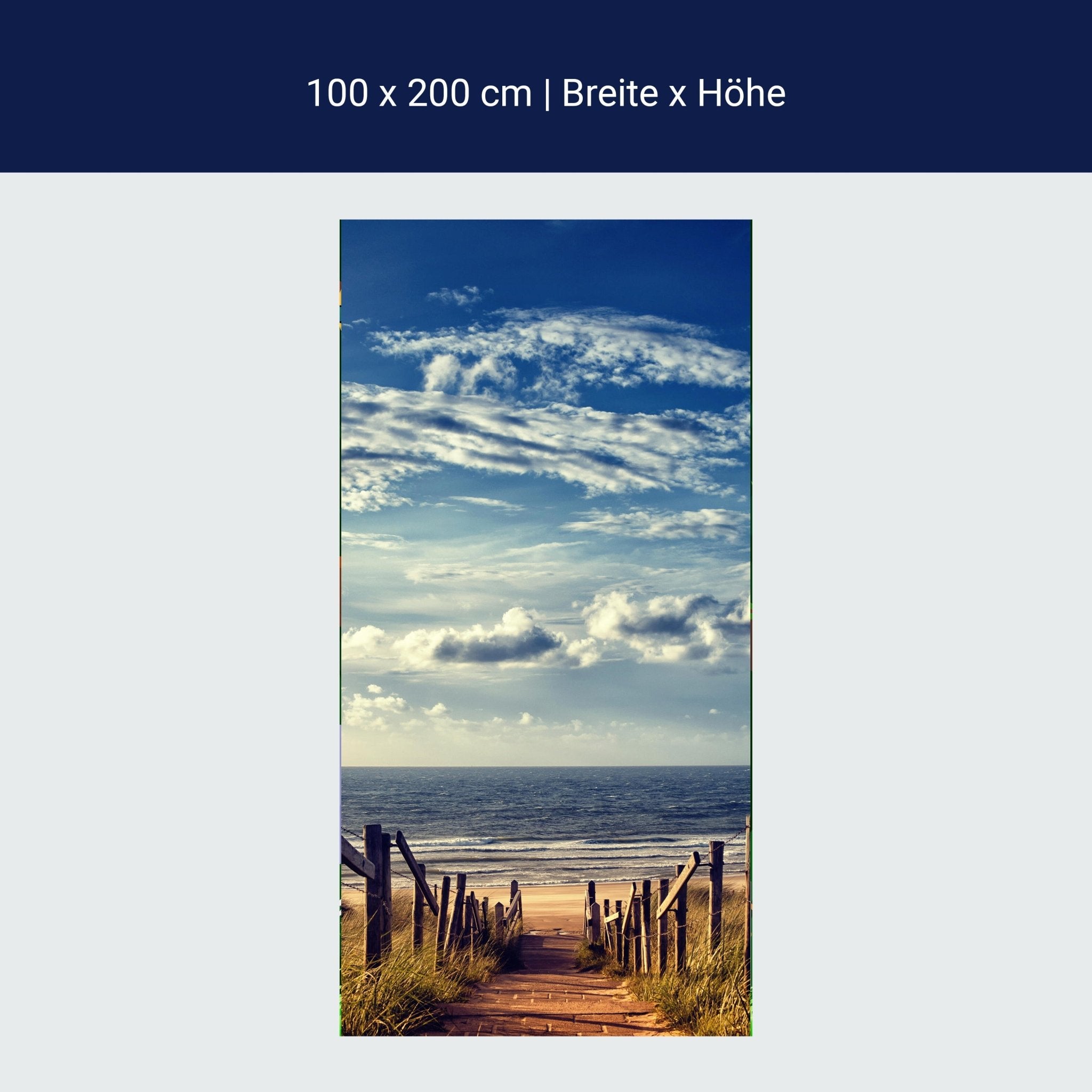 Türtapete Treppe ans Meer, Holz, Himmel, Wolken M1088 Türtapete Treppe ans Meer, Holz, Himmel, Wolken M1088