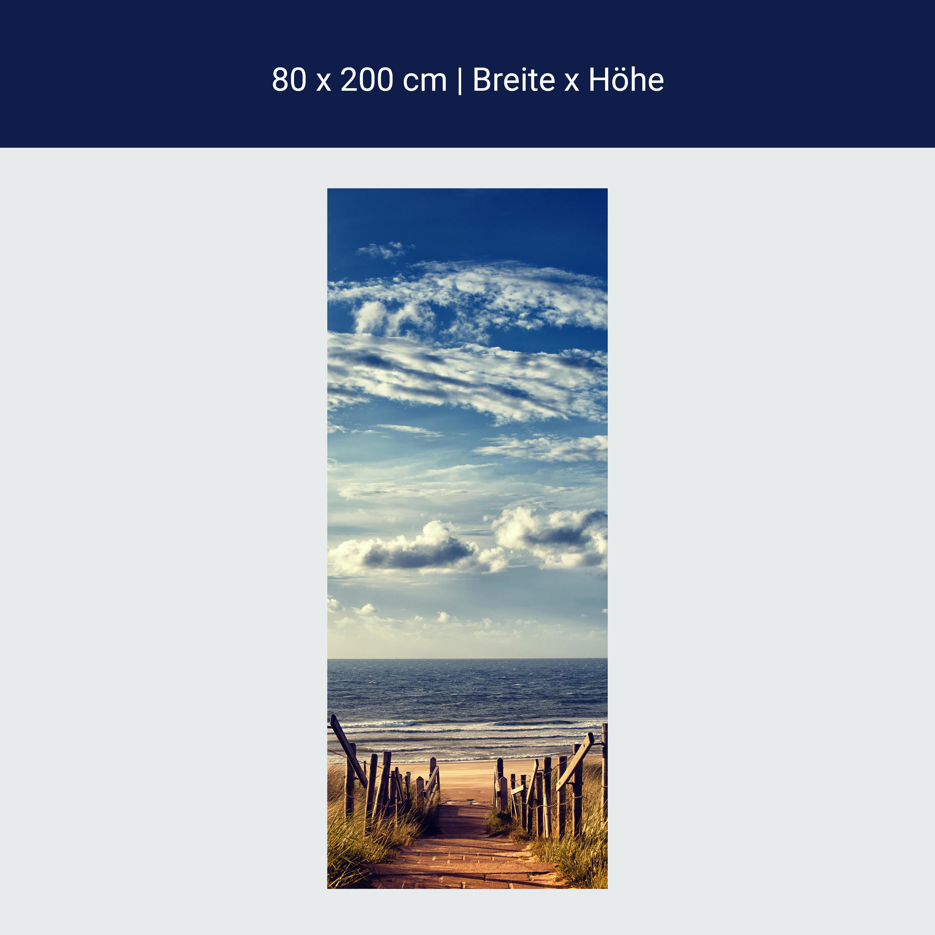 Türtapete Treppe ans Meer, Holz, Himmel, Wolken M1088 Türtapete Treppe ans Meer, Holz, Himmel, Wolken M1088