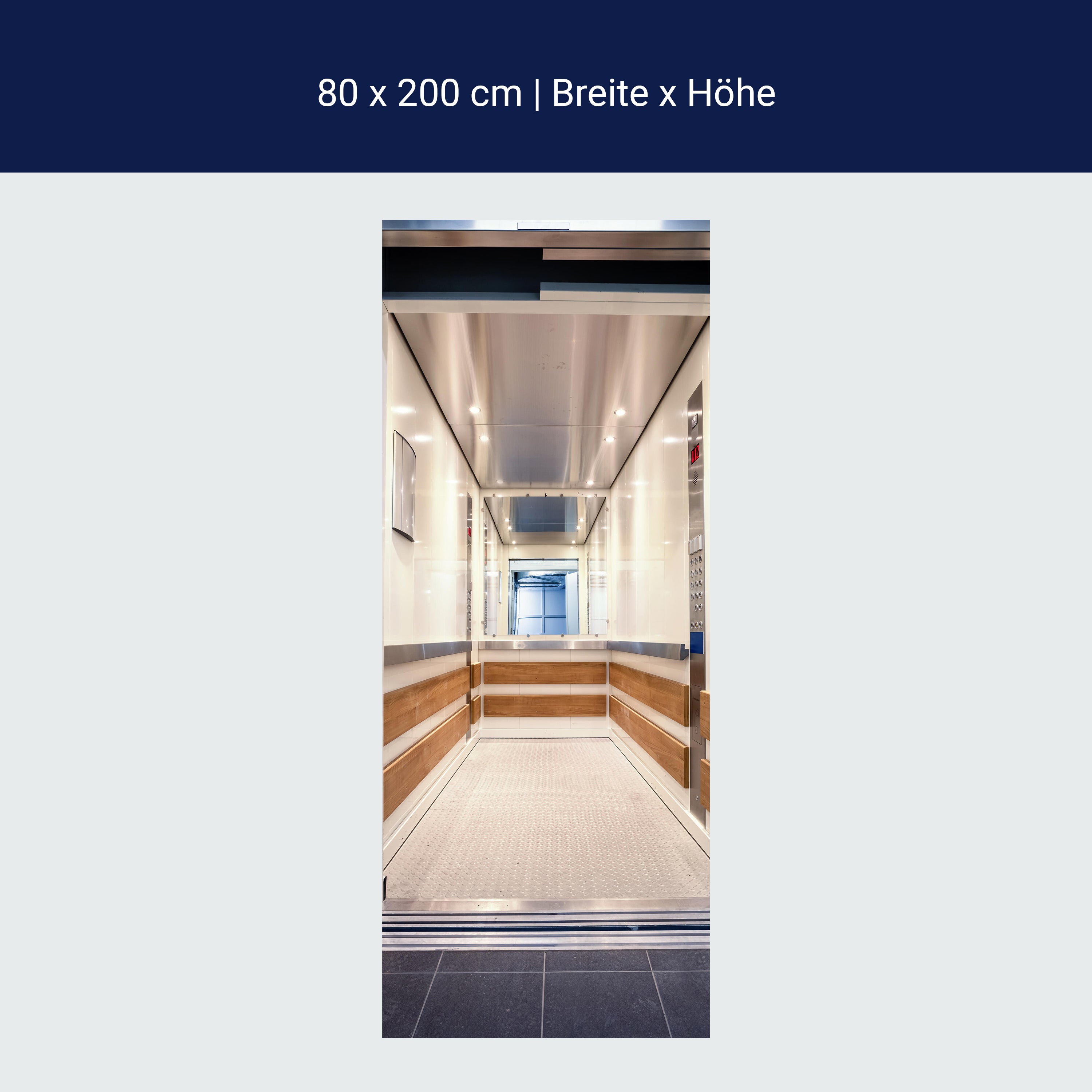 Türtapete heller Fahrstuhl, Spiegel, Lampen, Holz M1094 Türtapete heller Fahrstuhl, Spiegel, Lampen, Holz M1094