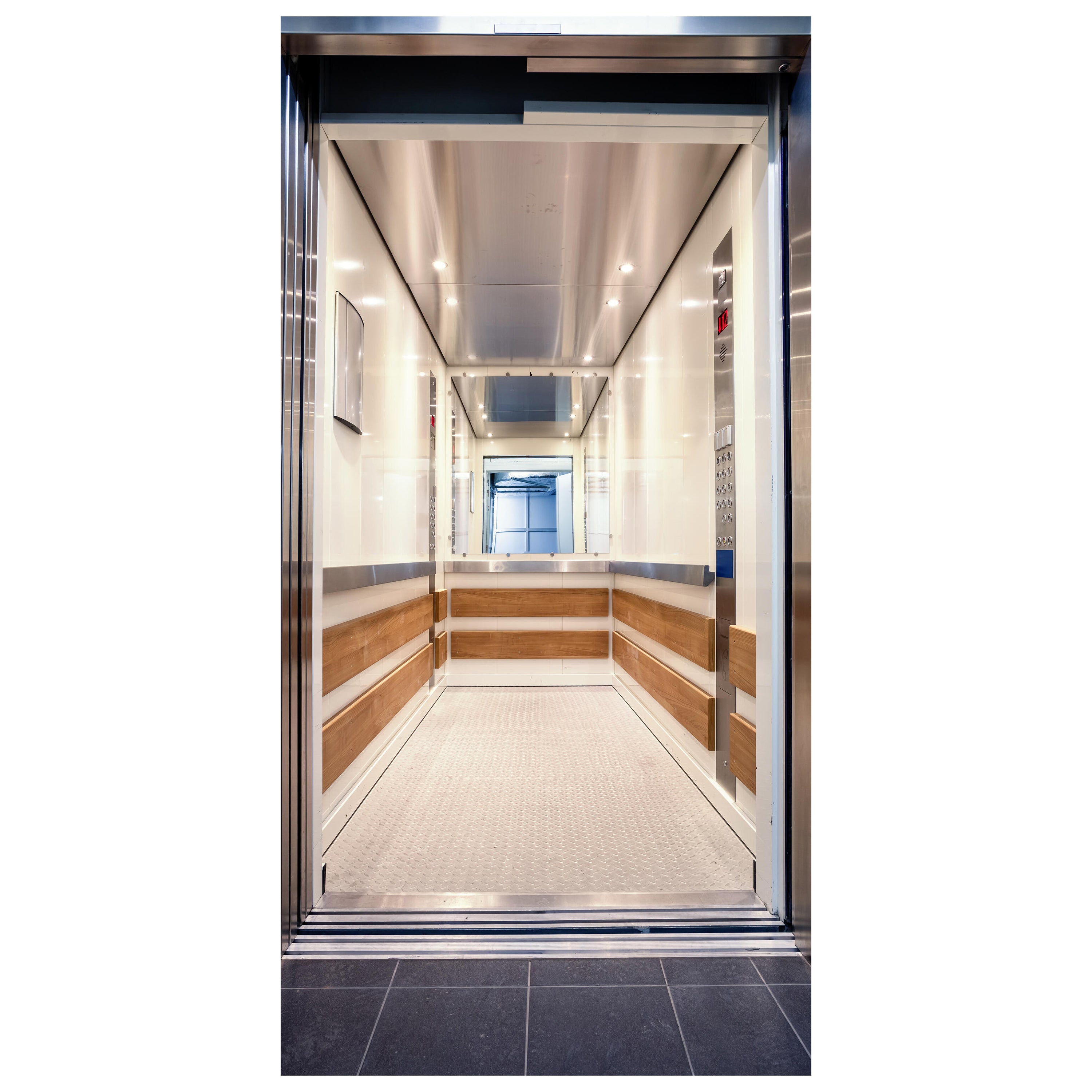 Türtapete heller Fahrstuhl, Spiegel, Lampen, Holz M1094 - Bild 2 Türtapete heller Fahrstuhl, Spiegel, Lampen, Holz M1094 - Bild 2