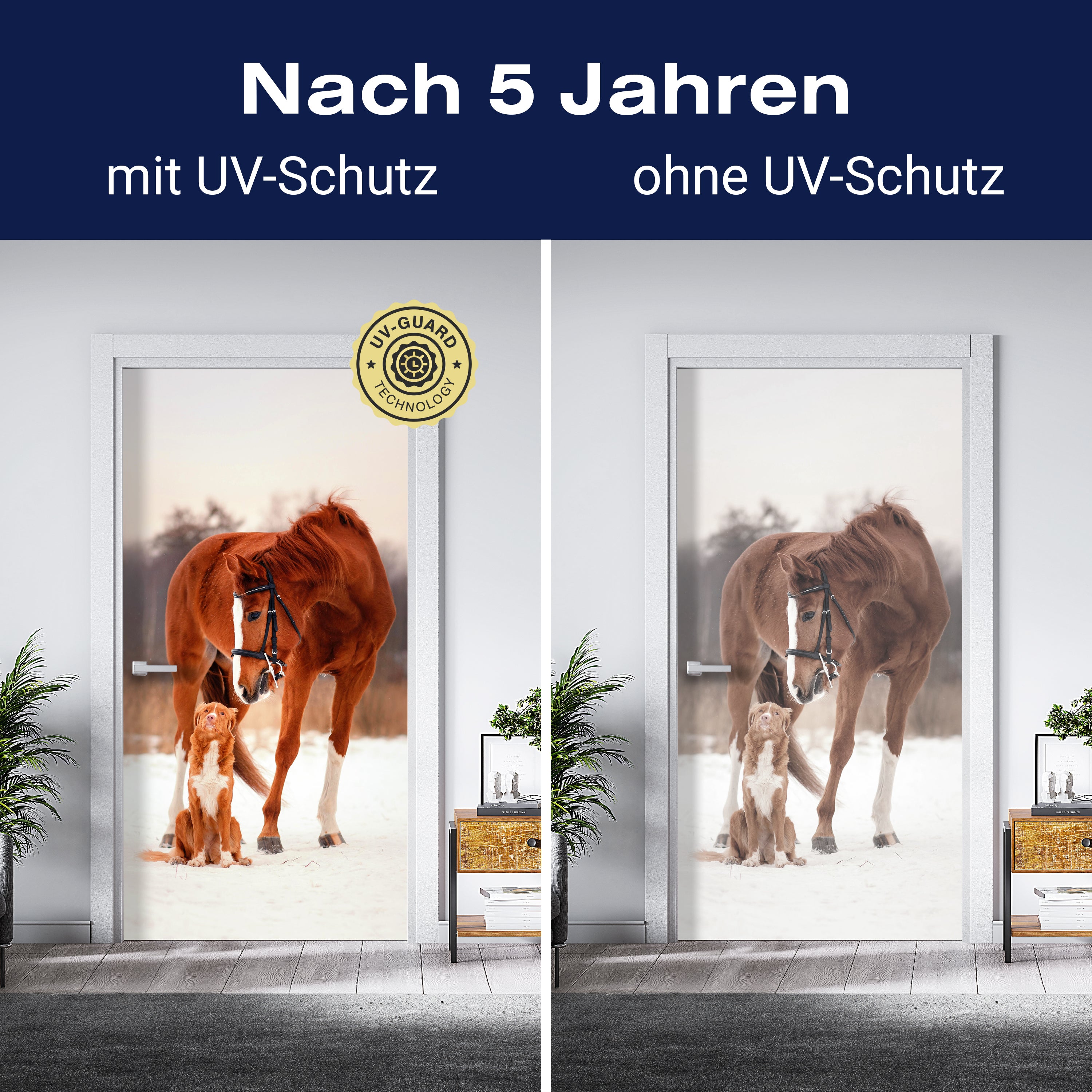 Türtapete Tierische Freunde Hund & Pferd, Tiere M1097 - Bild 4 Türtapete Tierische Freunde Hund & Pferd, Tiere M1097 - Bild 4