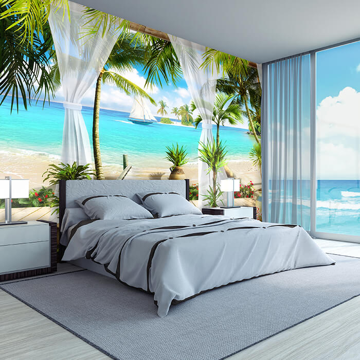 Fototapete Strandblick Meer Segelschiffe M1098 - Bild 1 Fototapete Strandblick Meer Segelschiffe M1098 - Bild 1