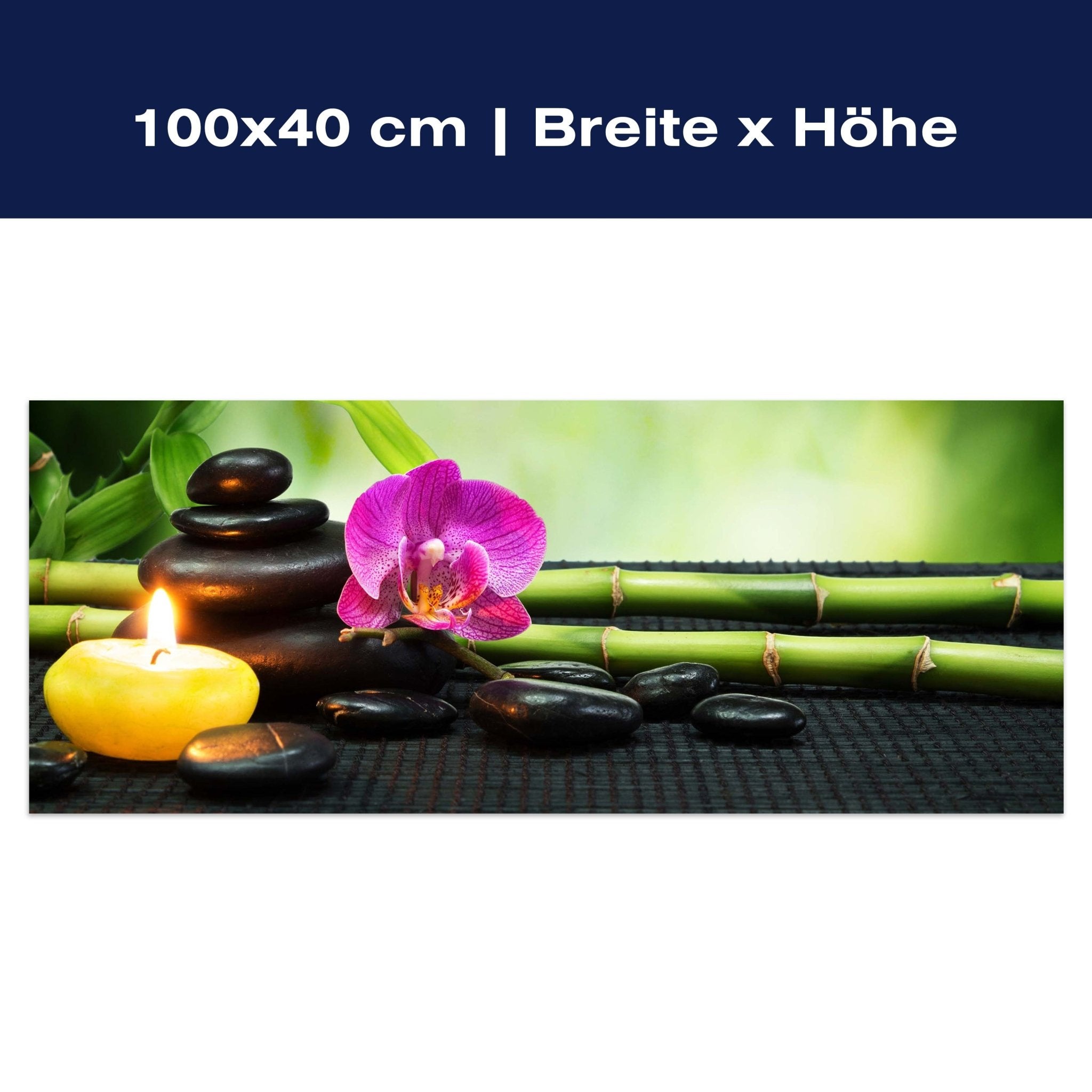 Leinwandbild Steine, Kerze & Blüte, Bambus, Wellness M1099 Leinwandbild Steine, Kerze & Blüte, Bambus, Wellness M1099