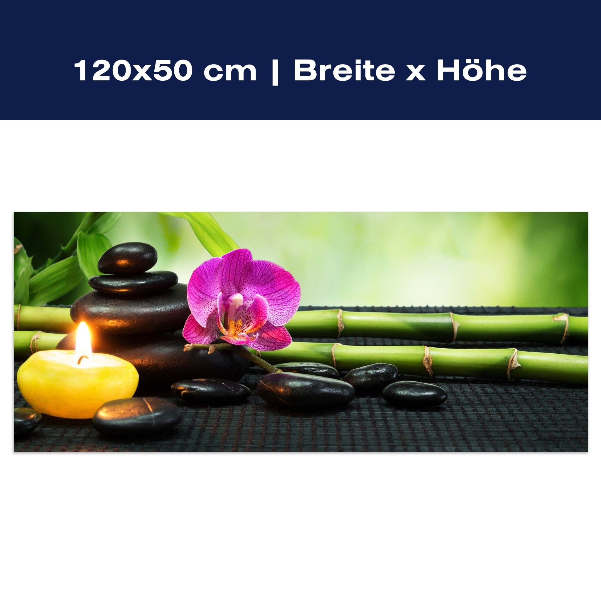 Leinwandbild Steine, Kerze & Blüte, Bambus, Wellness M1099 Leinwandbild Steine, Kerze & Blüte, Bambus, Wellness M1099