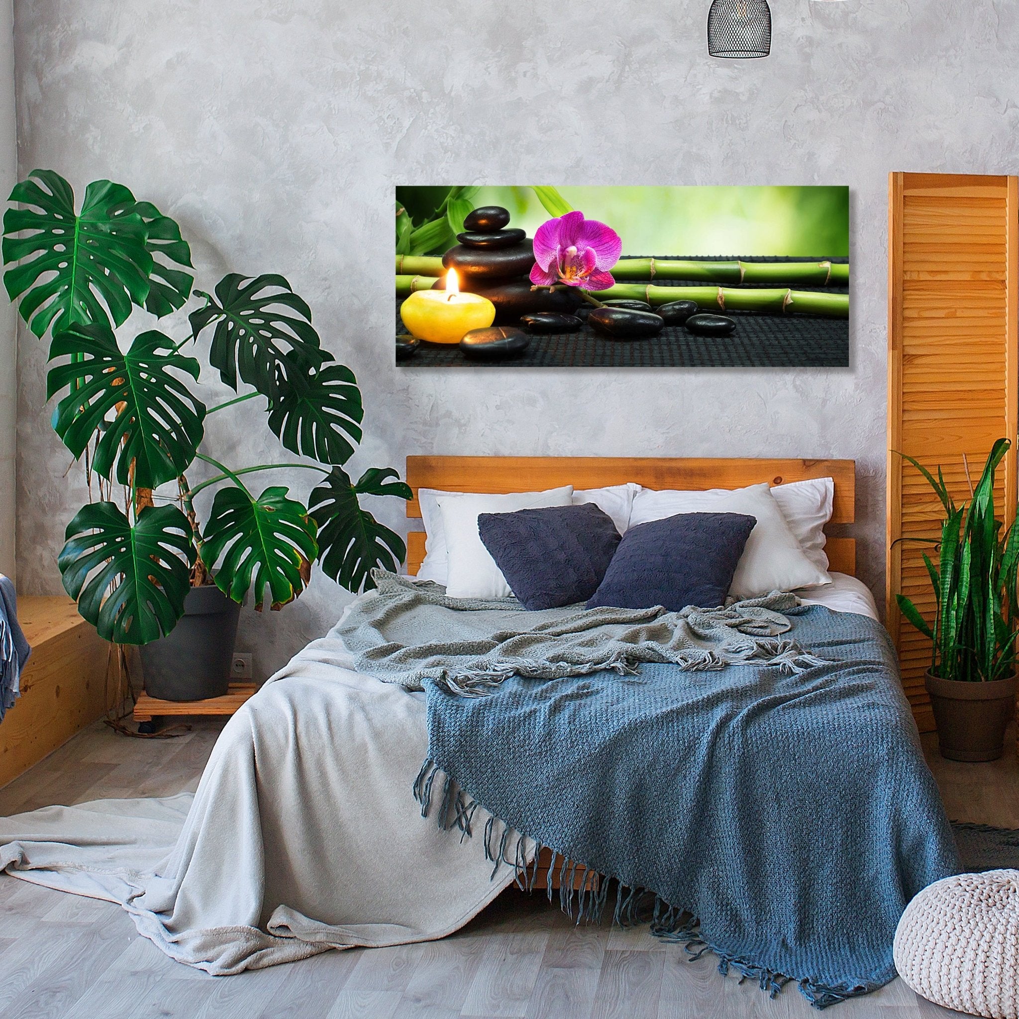 Leinwandbild Steine, Kerze & Blüte, Bambus, Wellness M1099 kaufen - Bild 2 Leinwandbild Steine, Kerze & Blüte, Bambus, Wellness M1099 kaufen - Bild 2