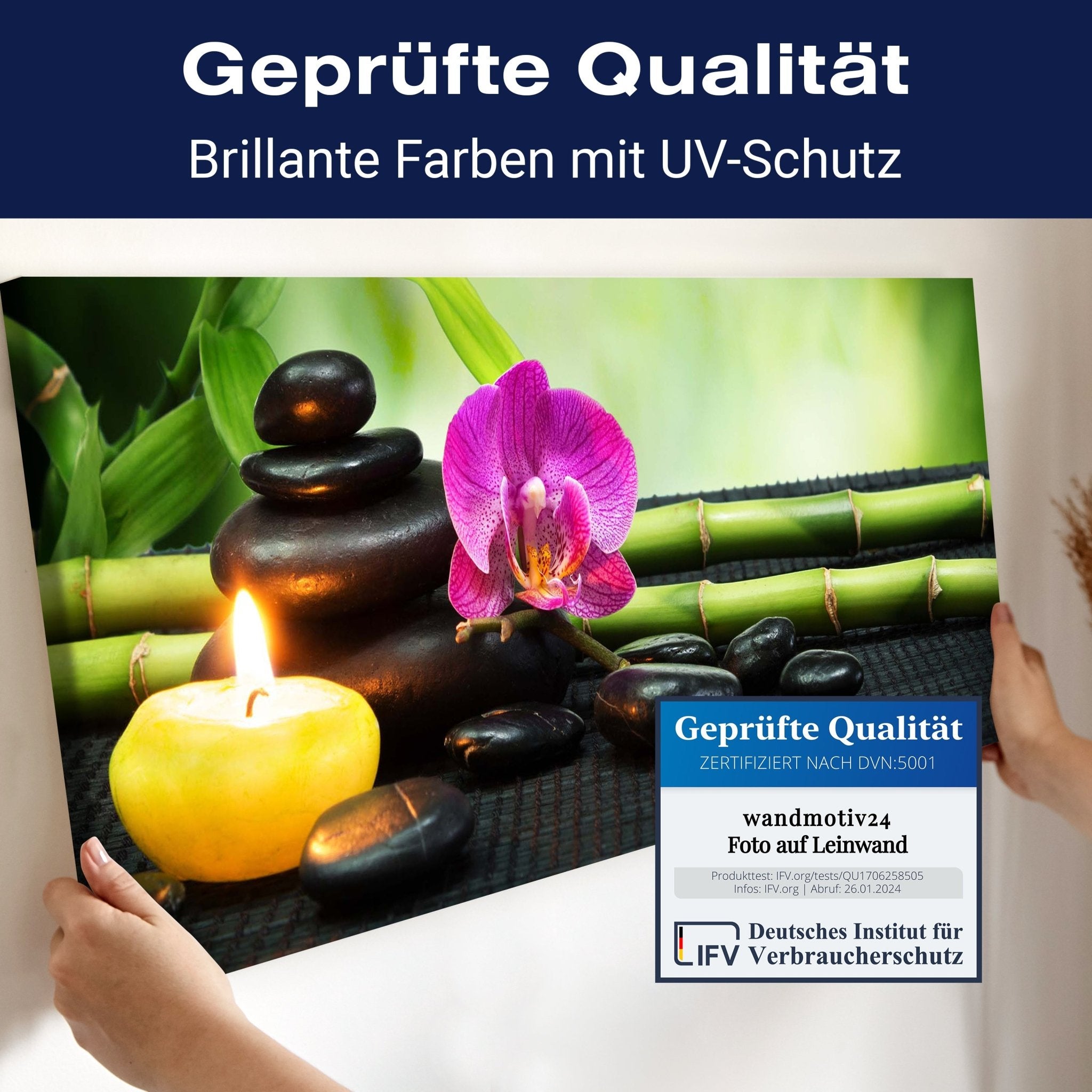 Leinwandbild Steine, Kerze & Blüte, Bambus, Wellness M1099 kaufen - Bild 4 Leinwandbild Steine, Kerze & Blüte, Bambus, Wellness M1099 kaufen - Bild 4