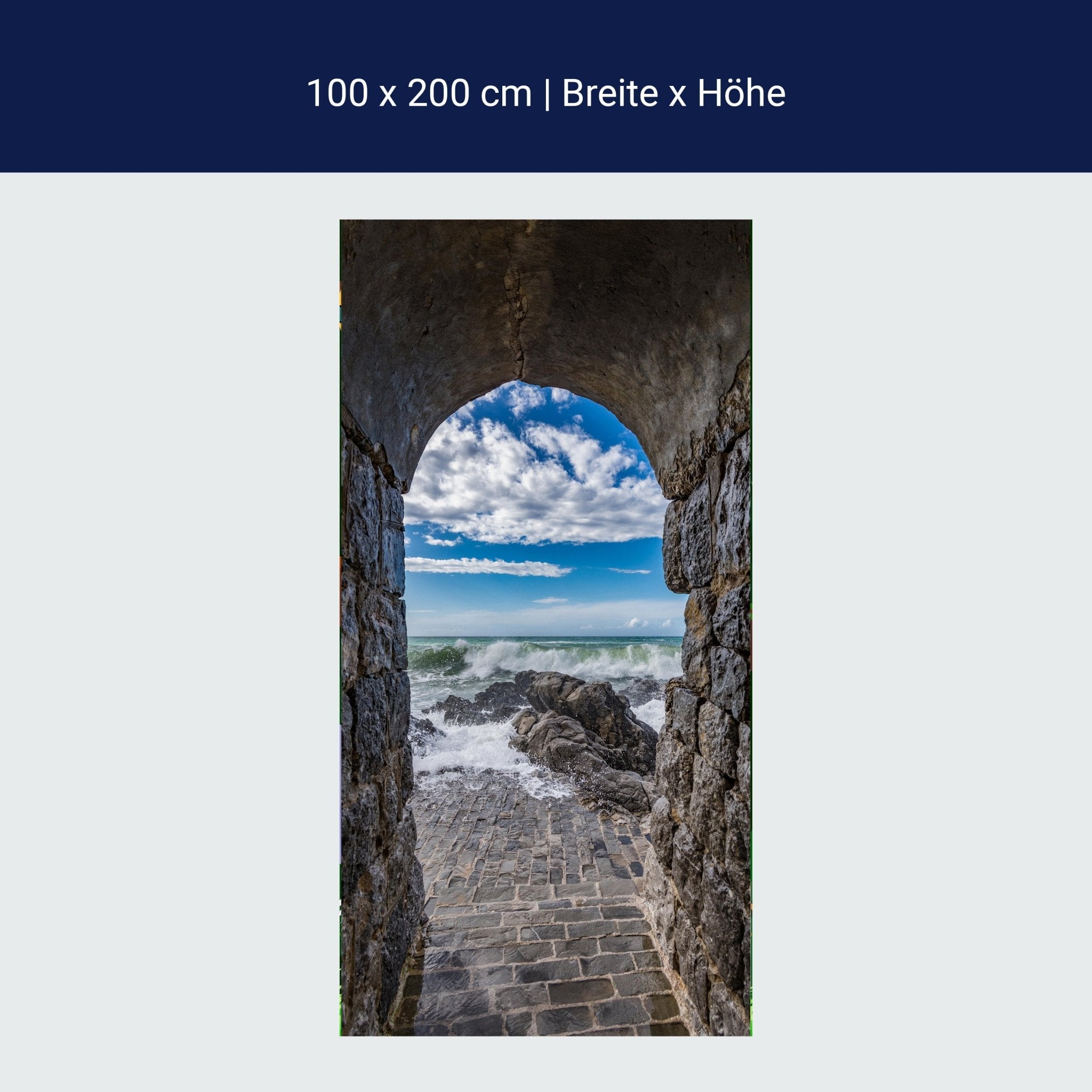 Türtapete Aussicht aus Tunnel aufs Meer, Wellen M1105 Türtapete Aussicht aus Tunnel aufs Meer, Wellen M1105