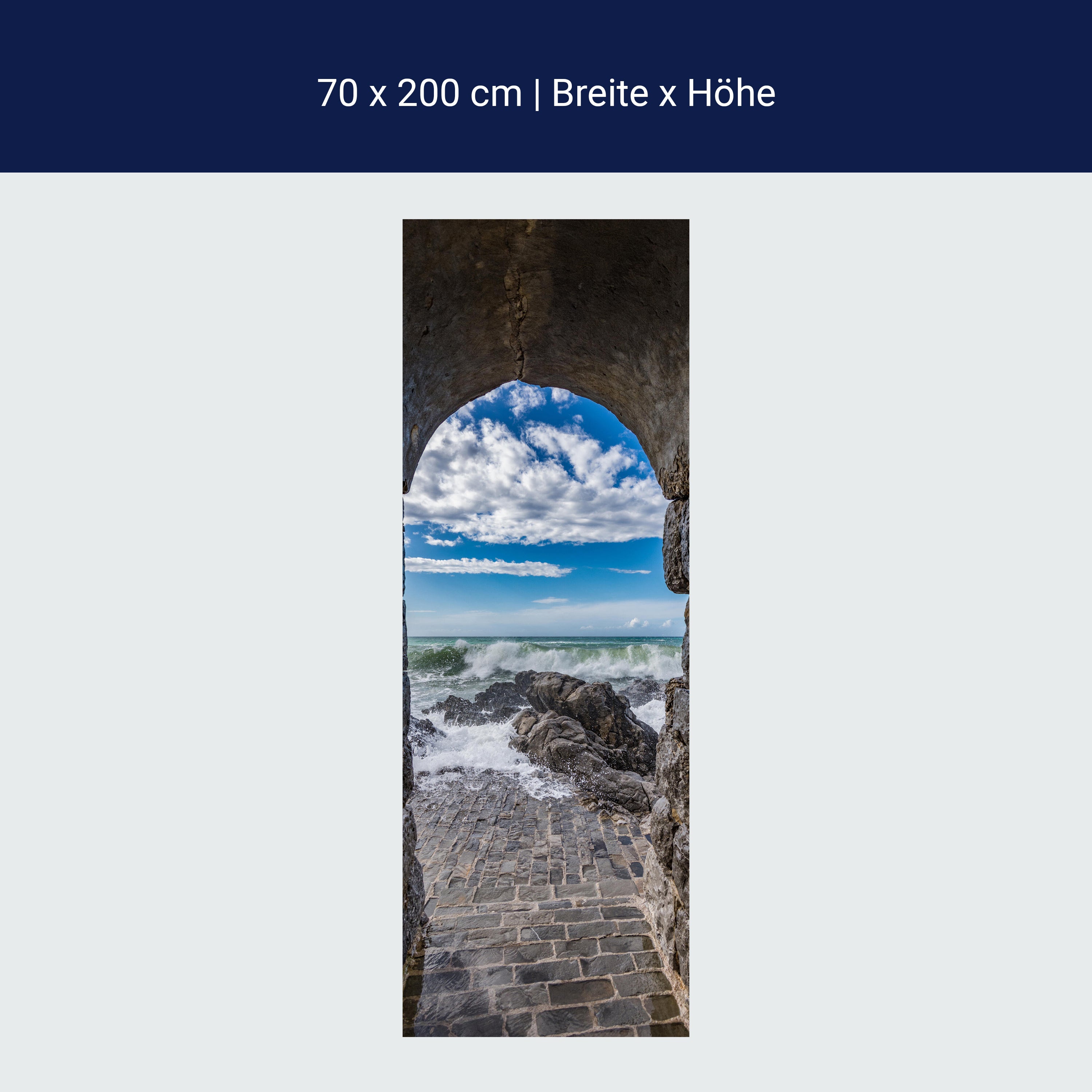 Türtapete Aussicht aus Tunnel aufs Meer, Wellen M1105 Türtapete Aussicht aus Tunnel aufs Meer, Wellen M1105