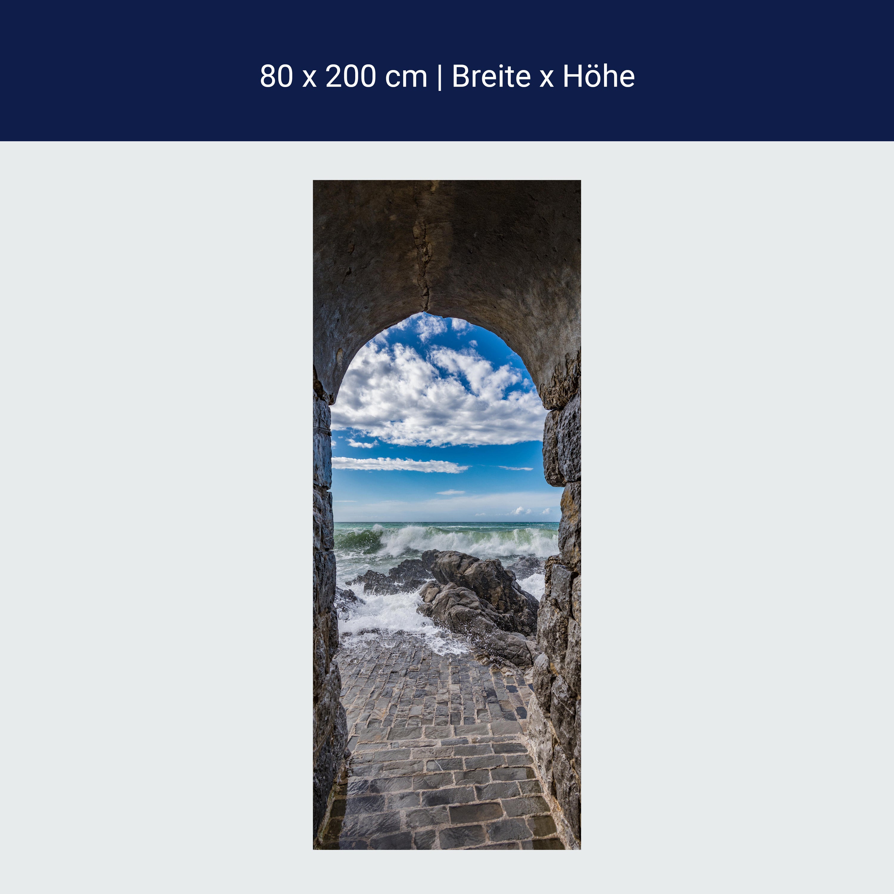 Türtapete Aussicht aus Tunnel aufs Meer, Wellen M1105 Türtapete Aussicht aus Tunnel aufs Meer, Wellen M1105