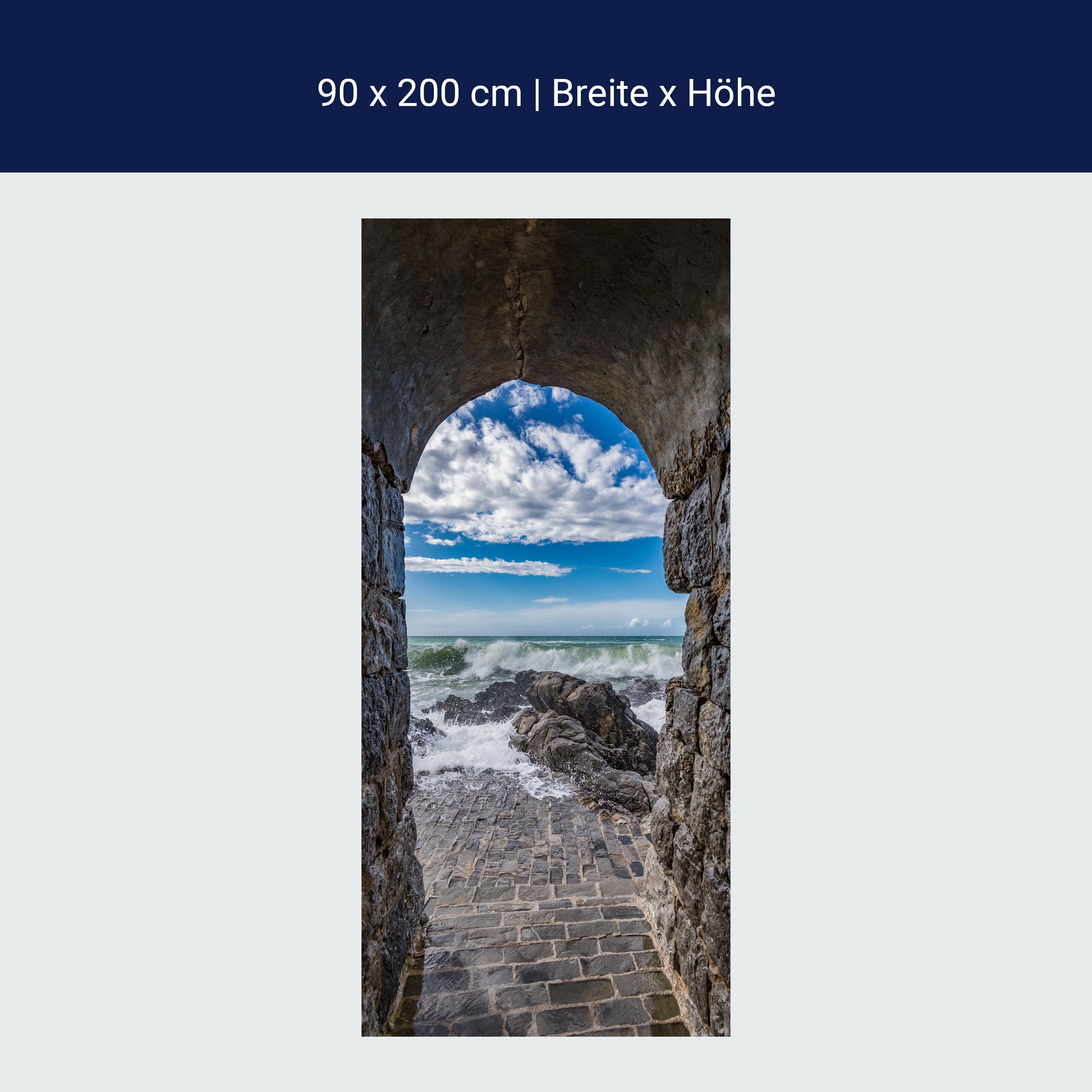 Türtapete Aussicht aus Tunnel aufs Meer, Wellen M1105 Türtapete Aussicht aus Tunnel aufs Meer, Wellen M1105