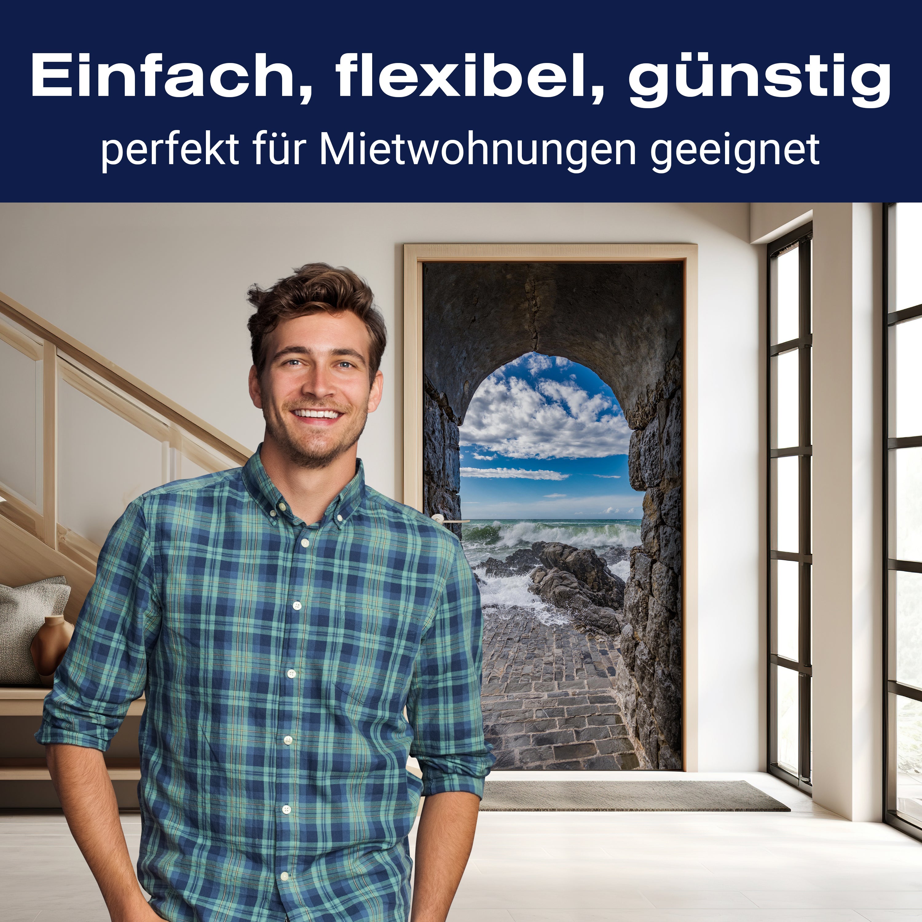 Türtapete Aussicht aus Tunnel aufs Meer, Wellen M1105 - Bild 3 Türtapete Aussicht aus Tunnel aufs Meer, Wellen M1105 - Bild 3