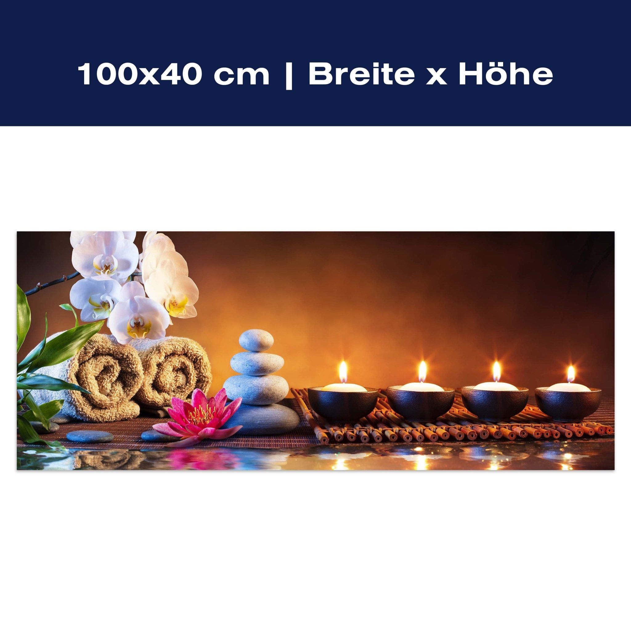 Leinwandbild Kerzen, Steine, Blüten, Wasser, Spa M1108 Leinwandbild Kerzen, Steine, Blüten, Wasser, Spa M1108