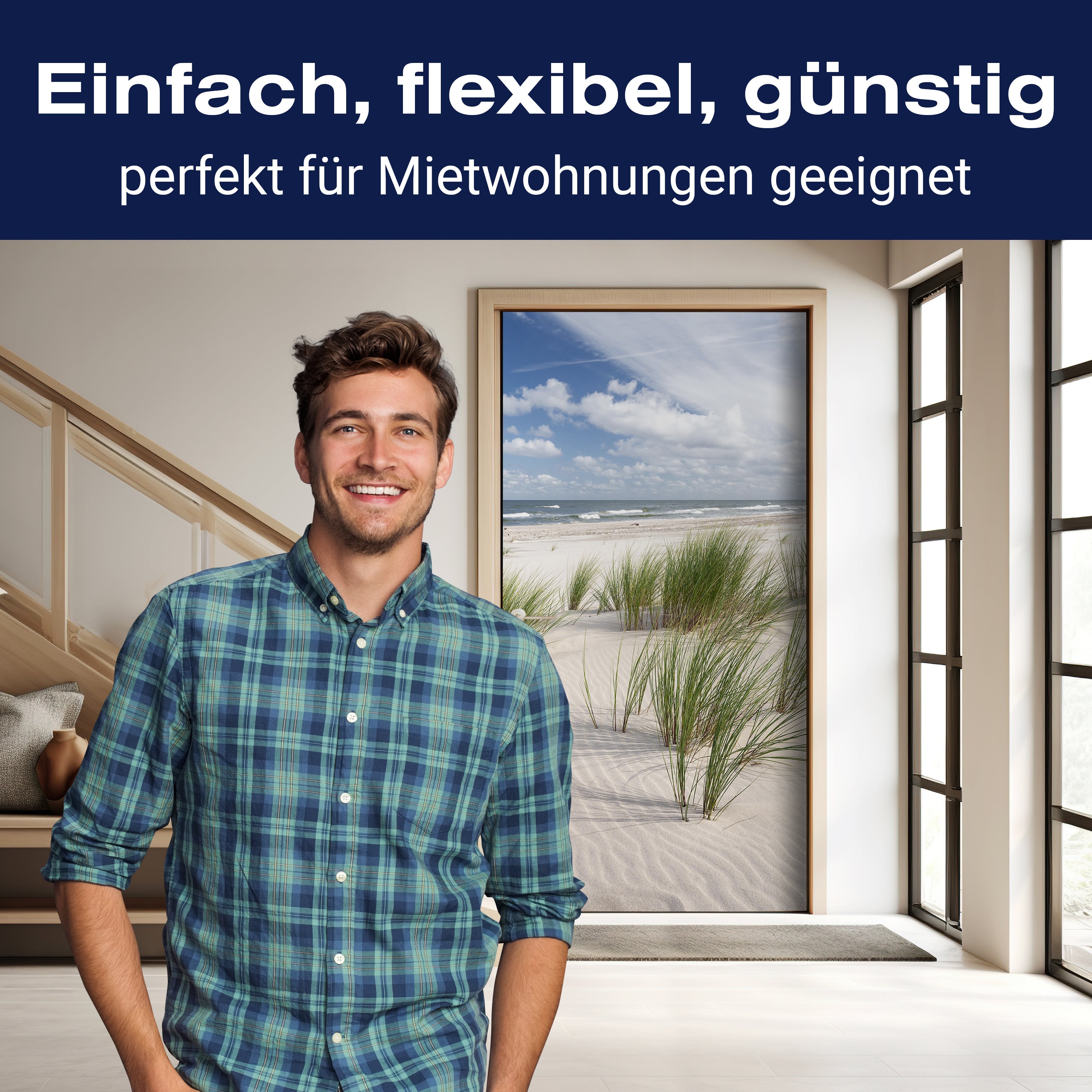 Türtapete Gräser am Sand-strand, Meer, Wasser M1110 - Bild 3 Türtapete Gräser am Sand-strand, Meer, Wasser M1110 - Bild 3