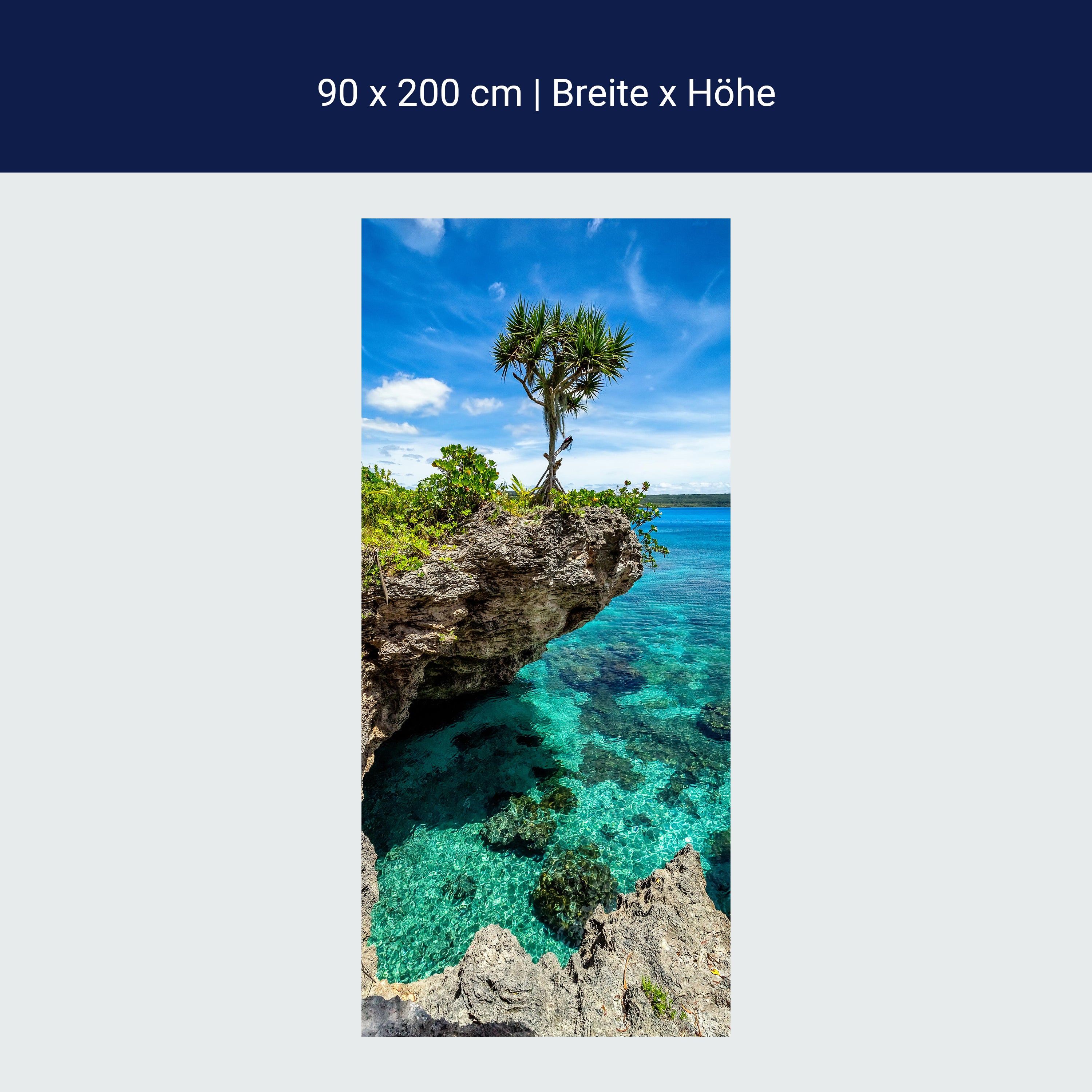 Türtapete Palme auf Fels-klippe, Meer, Ozean M1111 Türtapete Palme auf Fels-klippe, Meer, Ozean M1111