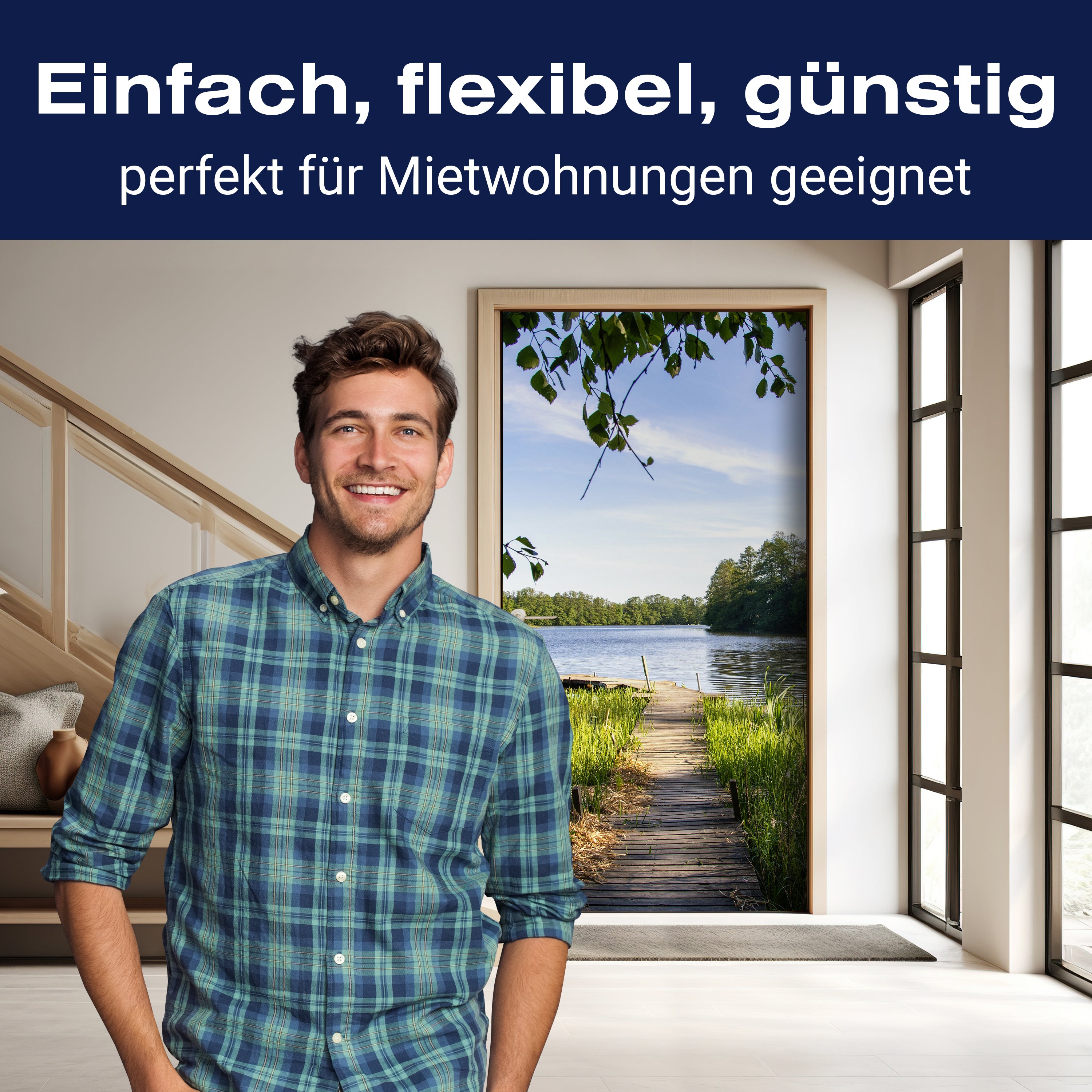 Türtapete Holz-steg an einem See, Natur, Teich M1116 - Bild 3 Türtapete Holz-steg an einem See, Natur, Teich M1116 - Bild 3