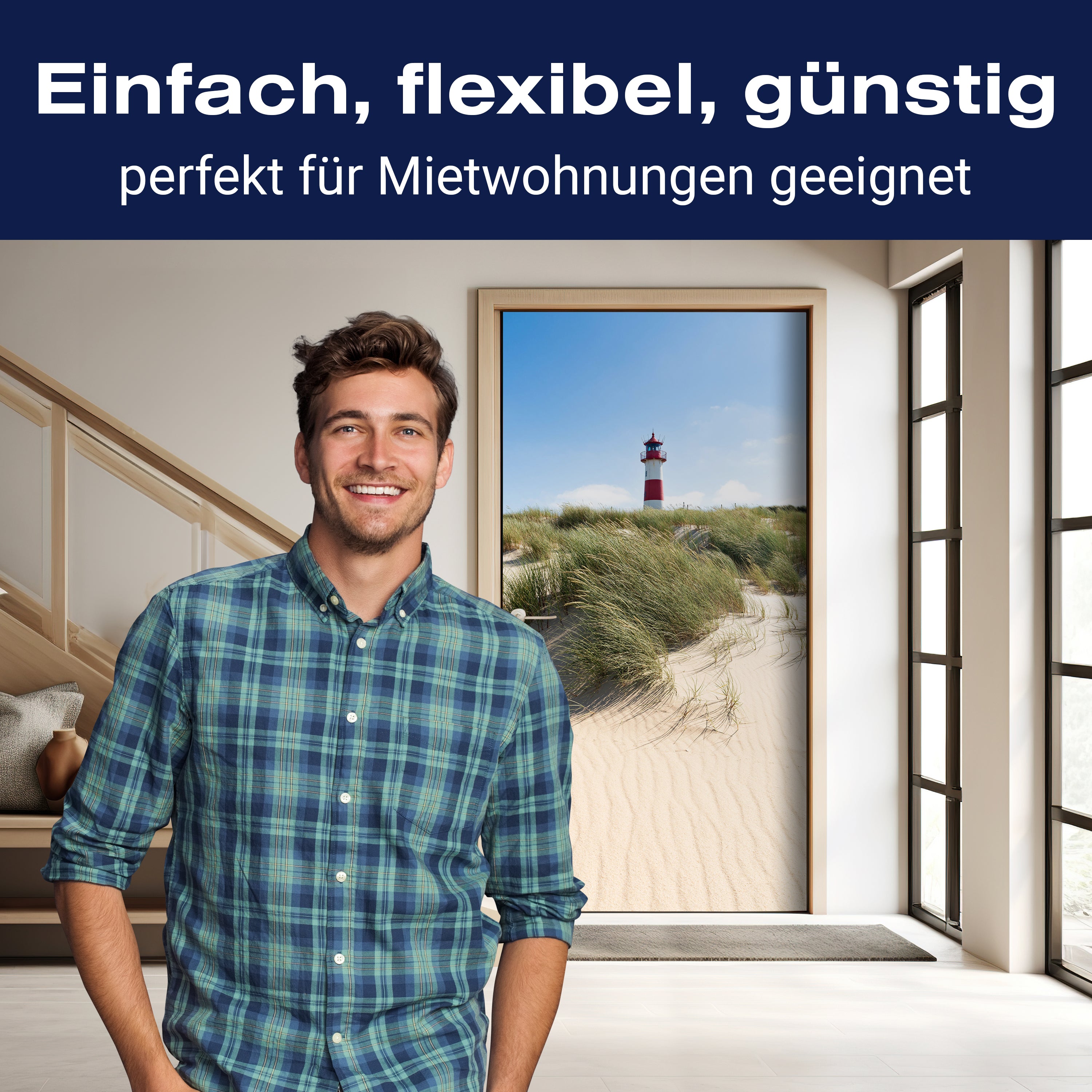 Türtapete Leucht-turm & Dünen, See-gras, Meer M1120 - Bild 3 Türtapete Leucht-turm & Dünen, See-gras, Meer M1120 - Bild 3