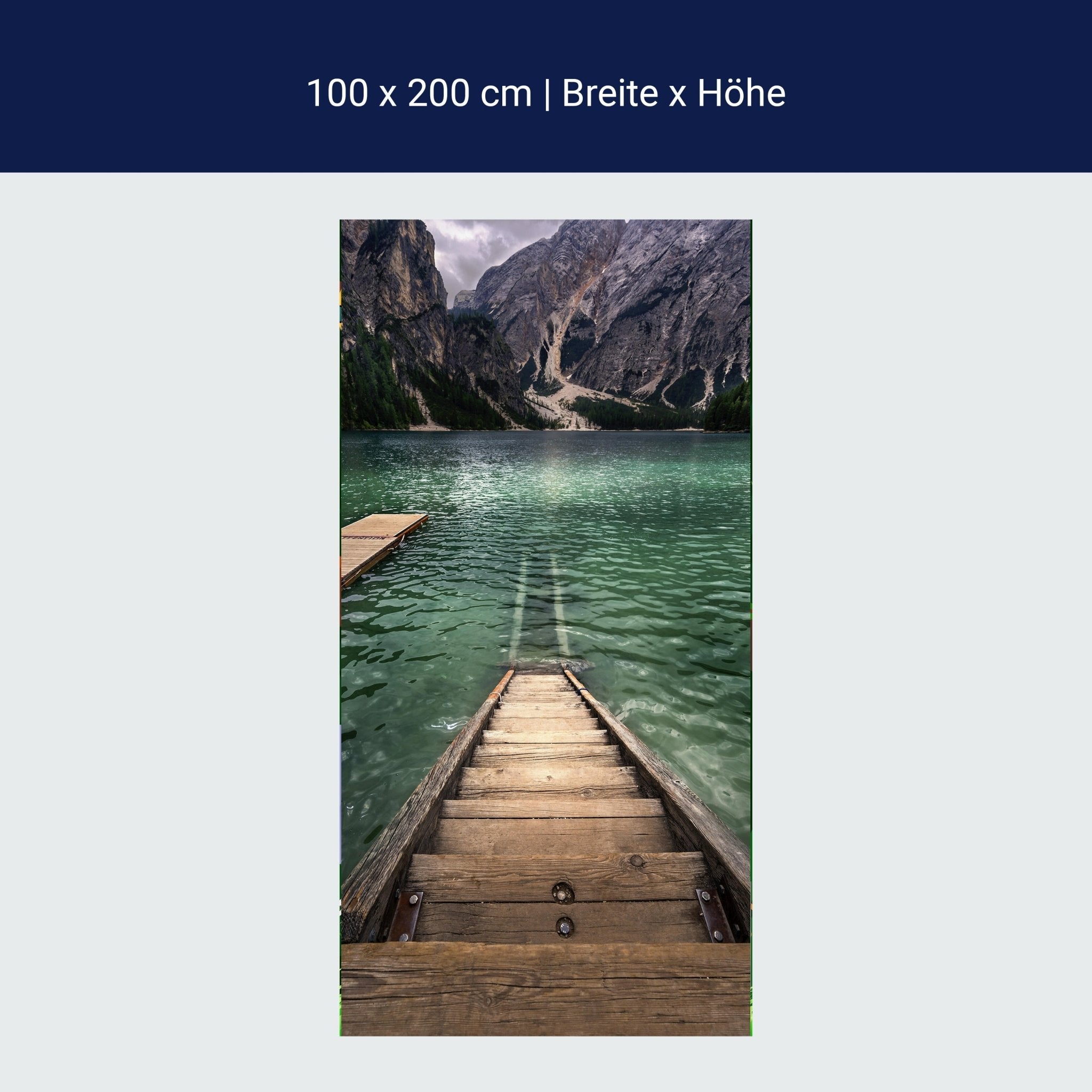 Türtapete Holz-treppe im See, Berge, Gebirge M1125 Türtapete Holz-treppe im See, Berge, Gebirge M1125