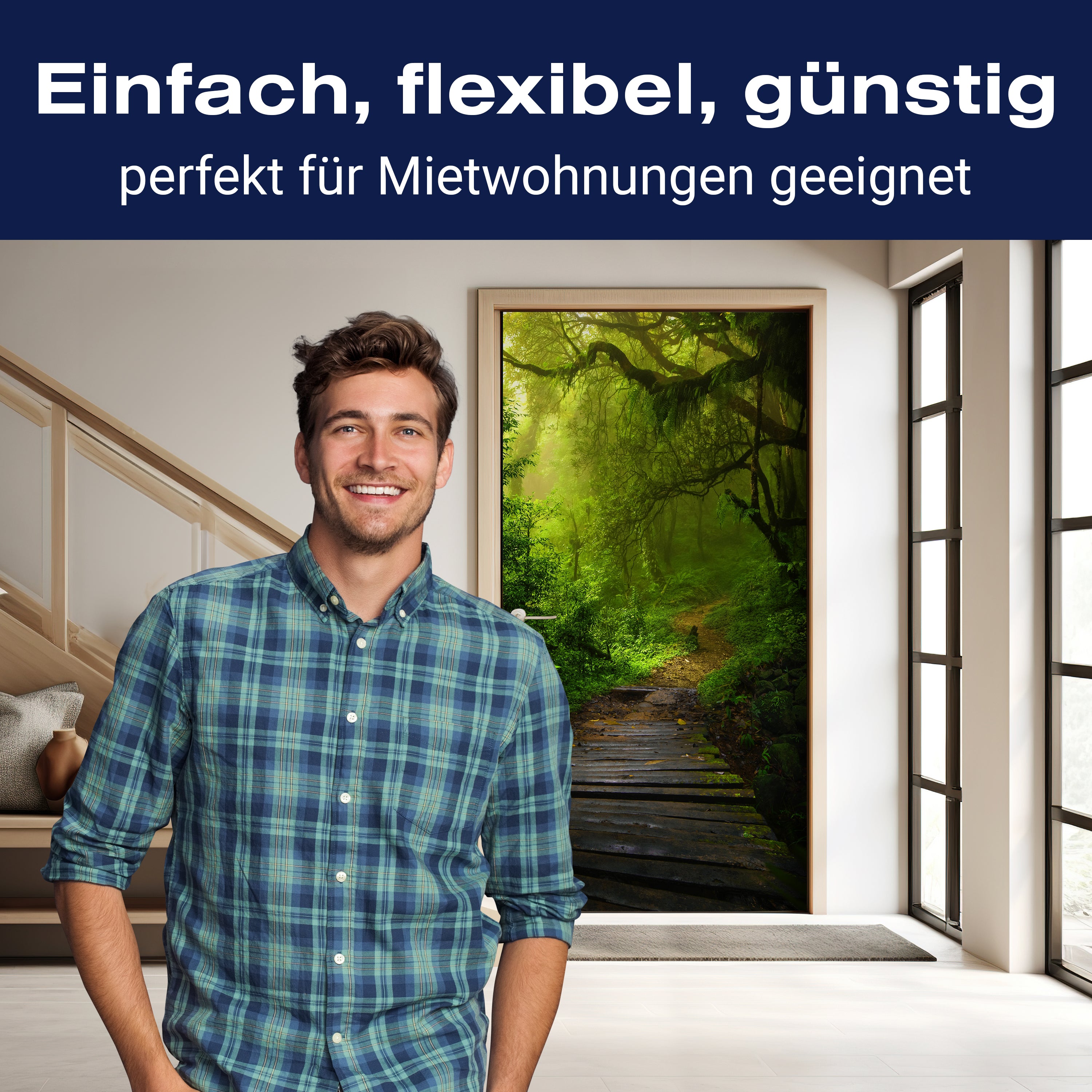 Türtapete Holz-weg in mystischem Wald, Urwald M1127 - Bild 3 Türtapete Holz-weg in mystischem Wald, Urwald M1127 - Bild 3