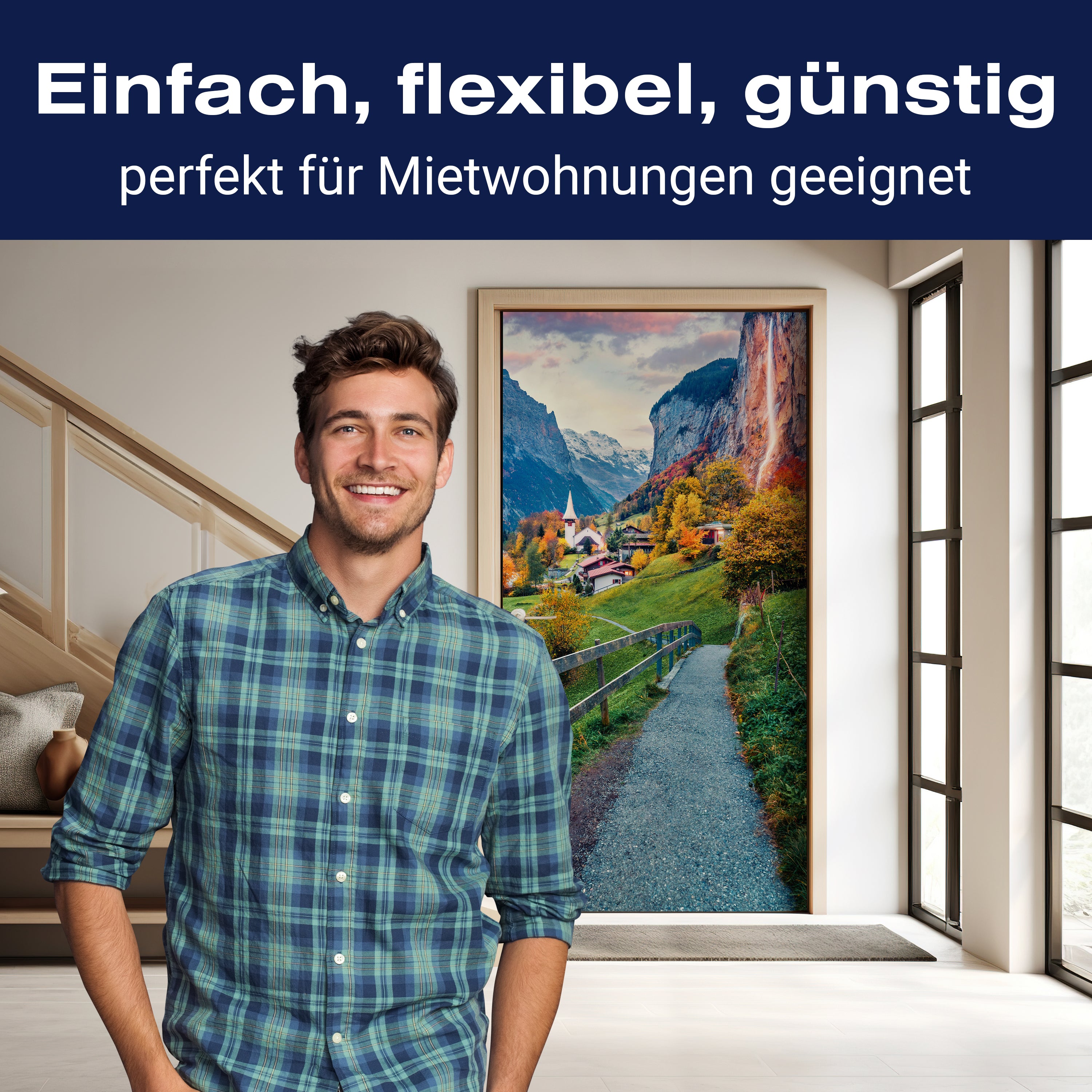 Türtapete Dorf in Berg-tal, Alpen, Gebirge, Berge M1136 - Bild 3 Türtapete Dorf in Berg-tal, Alpen, Gebirge, Berge M1136 - Bild 3