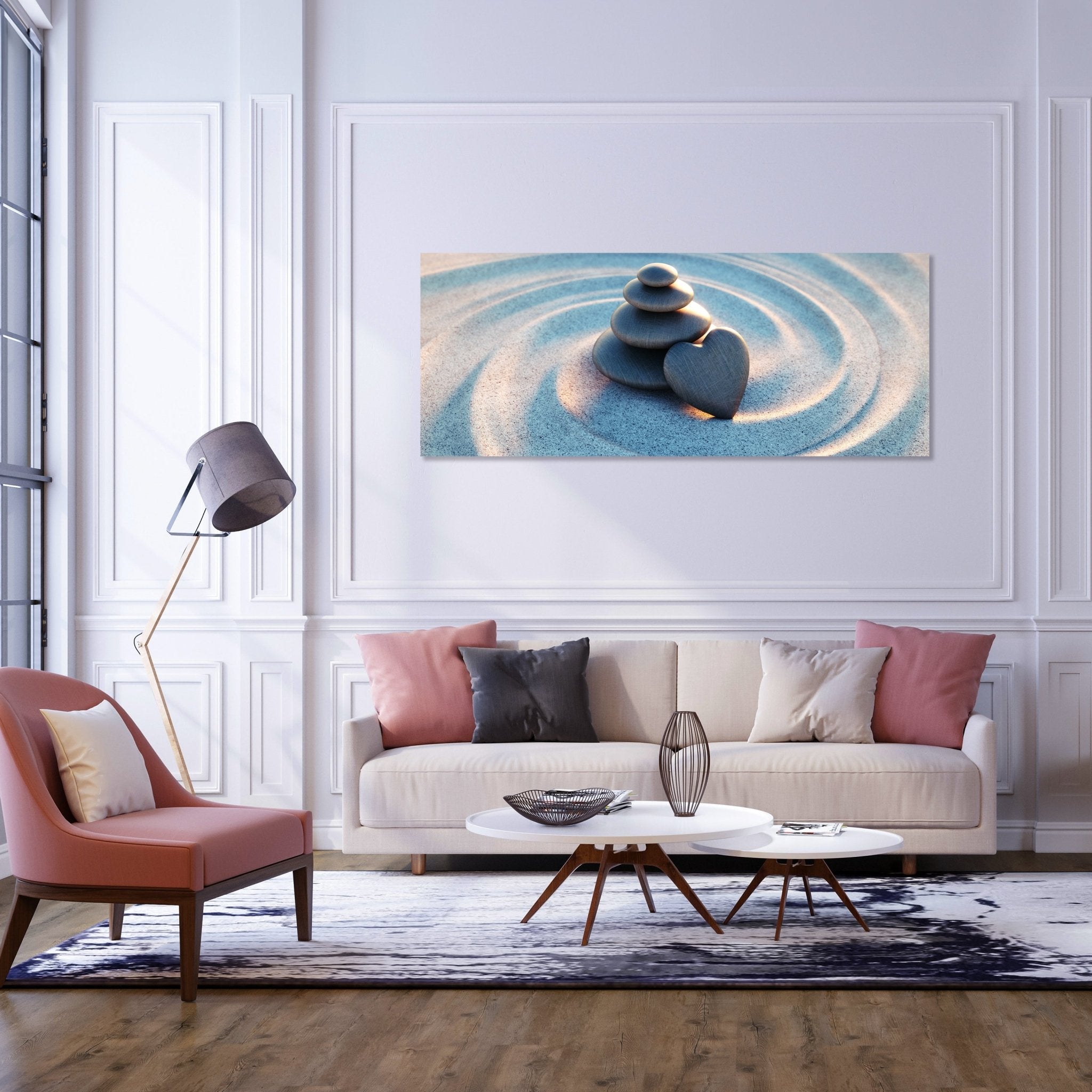 Leinwandbild Turm aus Kieselsteinen mit Kiesel in Herzform M1142 kaufen - Bild 2 Leinwandbild Turm aus Kieselsteinen mit Kiesel in Herzform M1142 kaufen - Bild 2