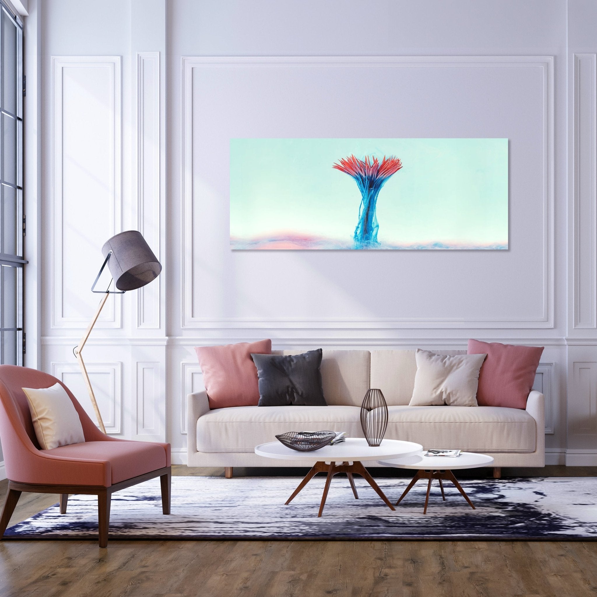 Leinwandbild Rosa Blume mit blauer Tinte Kunst M1144 kaufen - Bild 2 Leinwandbild Rosa Blume mit blauer Tinte Kunst M1144 kaufen - Bild 2