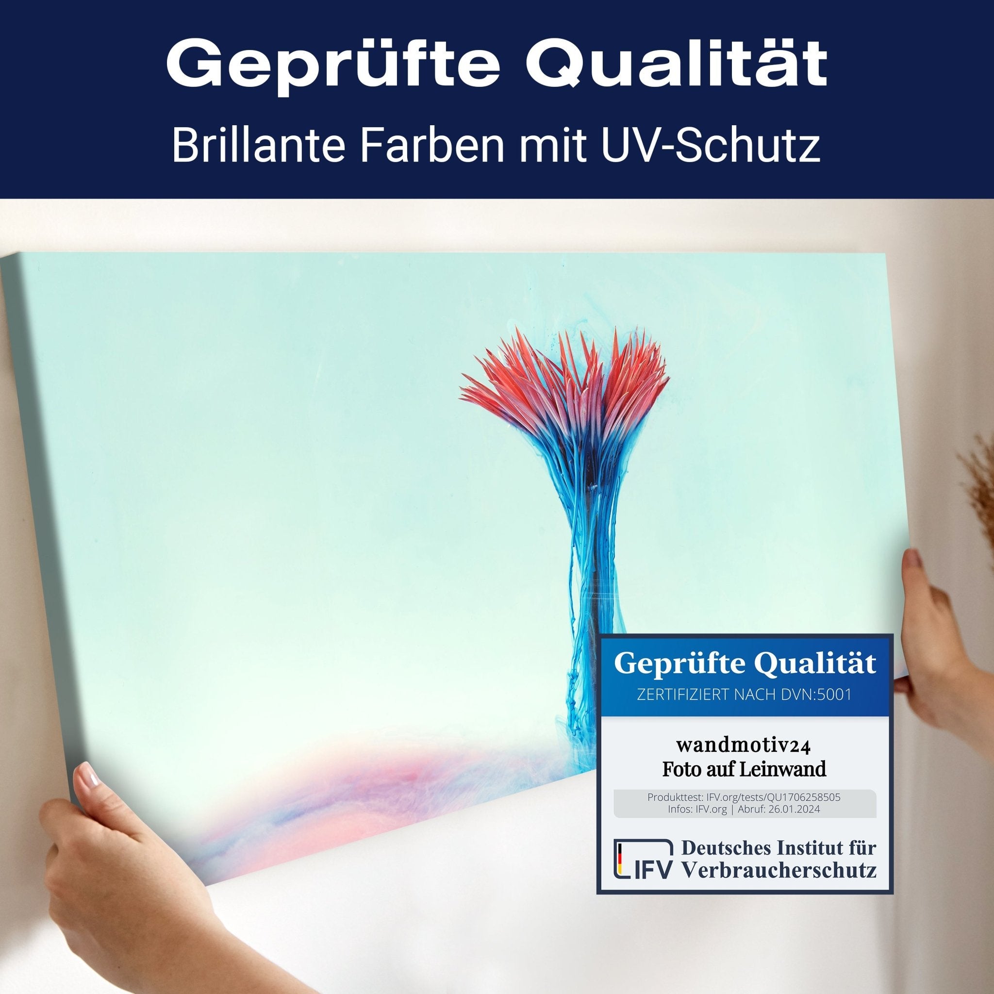 Leinwandbild Rosa Blume mit blauer Tinte Kunst M1144 kaufen - Bild 4 Leinwandbild Rosa Blume mit blauer Tinte Kunst M1144 kaufen - Bild 4