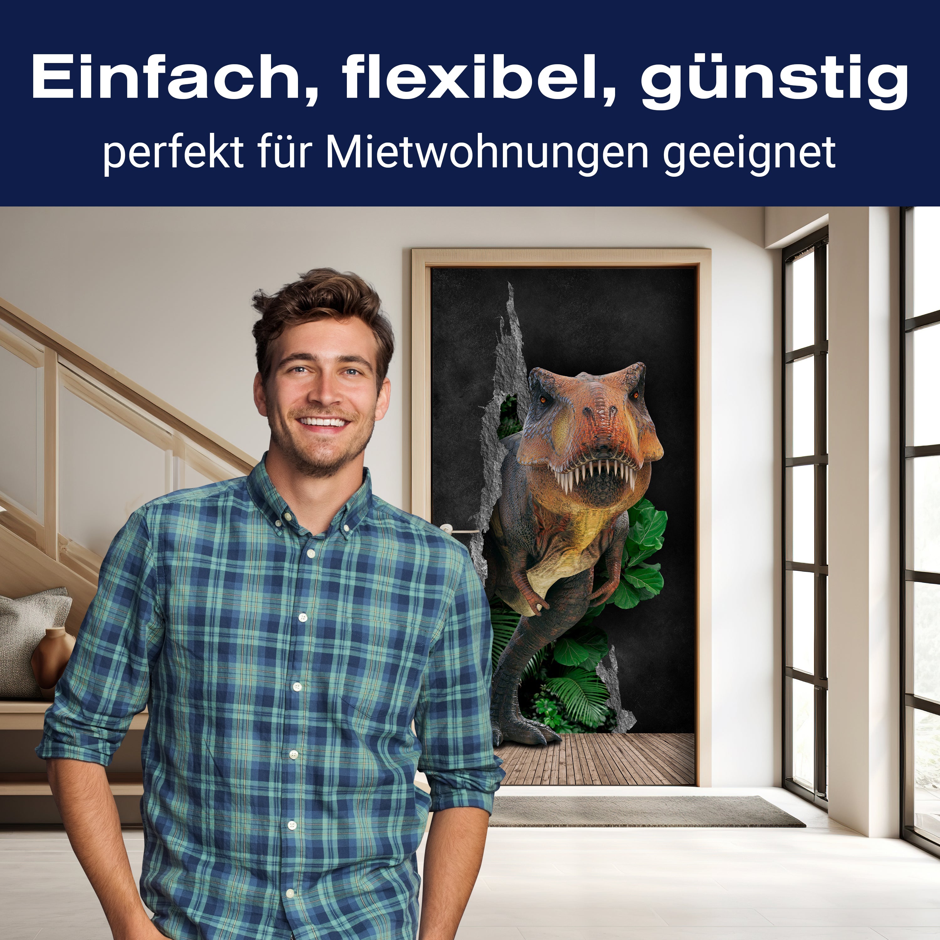 Türtapete T-Rex aus dem Dschungel, Dino-saurier M1147 - Bild 3 Türtapete T-Rex aus dem Dschungel, Dino-saurier M1147 - Bild 3