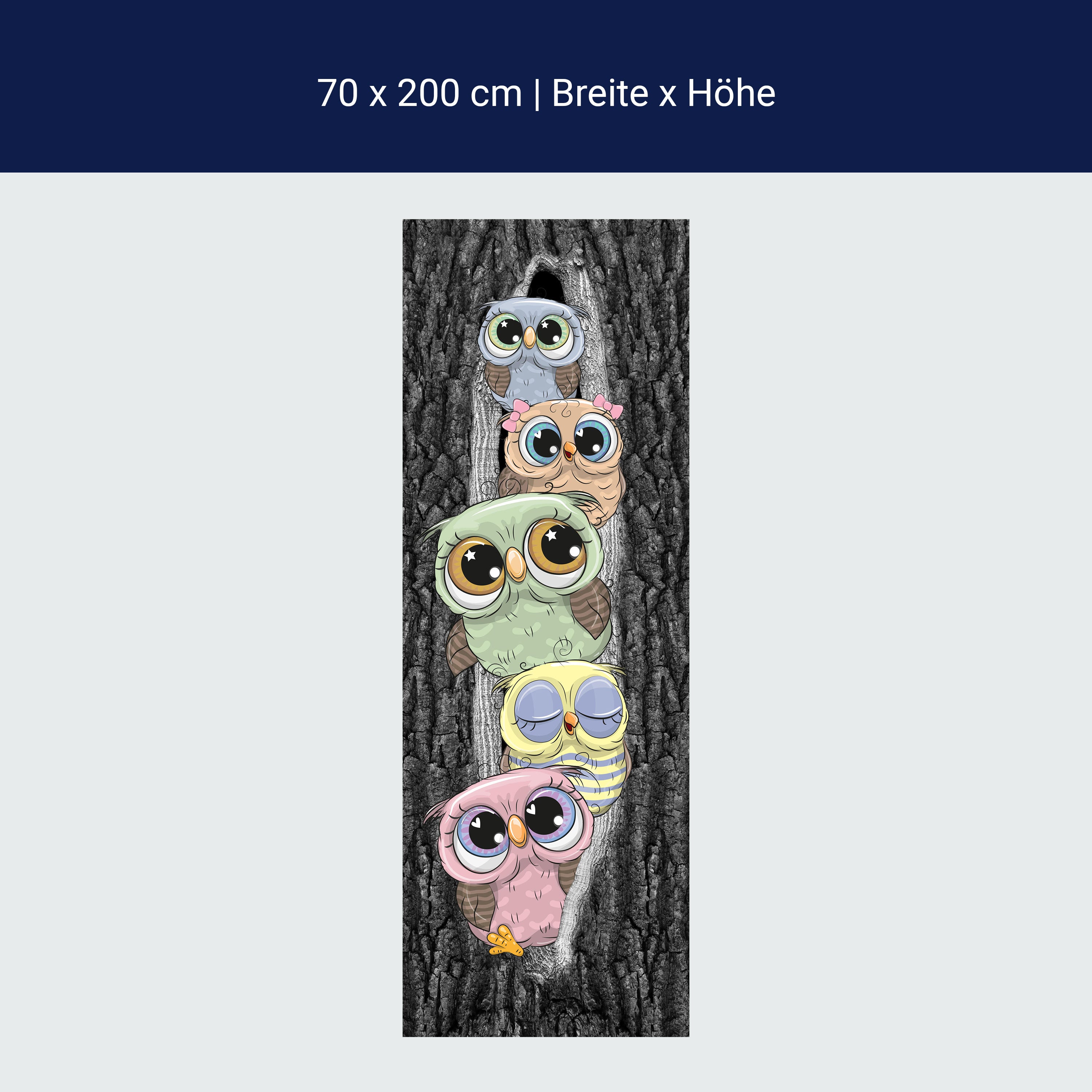 Türtapete Comic Eulen im Baum-stamm, Natur, Vögel M1150 Türtapete Comic Eulen im Baum-stamm, Natur, Vögel M1150