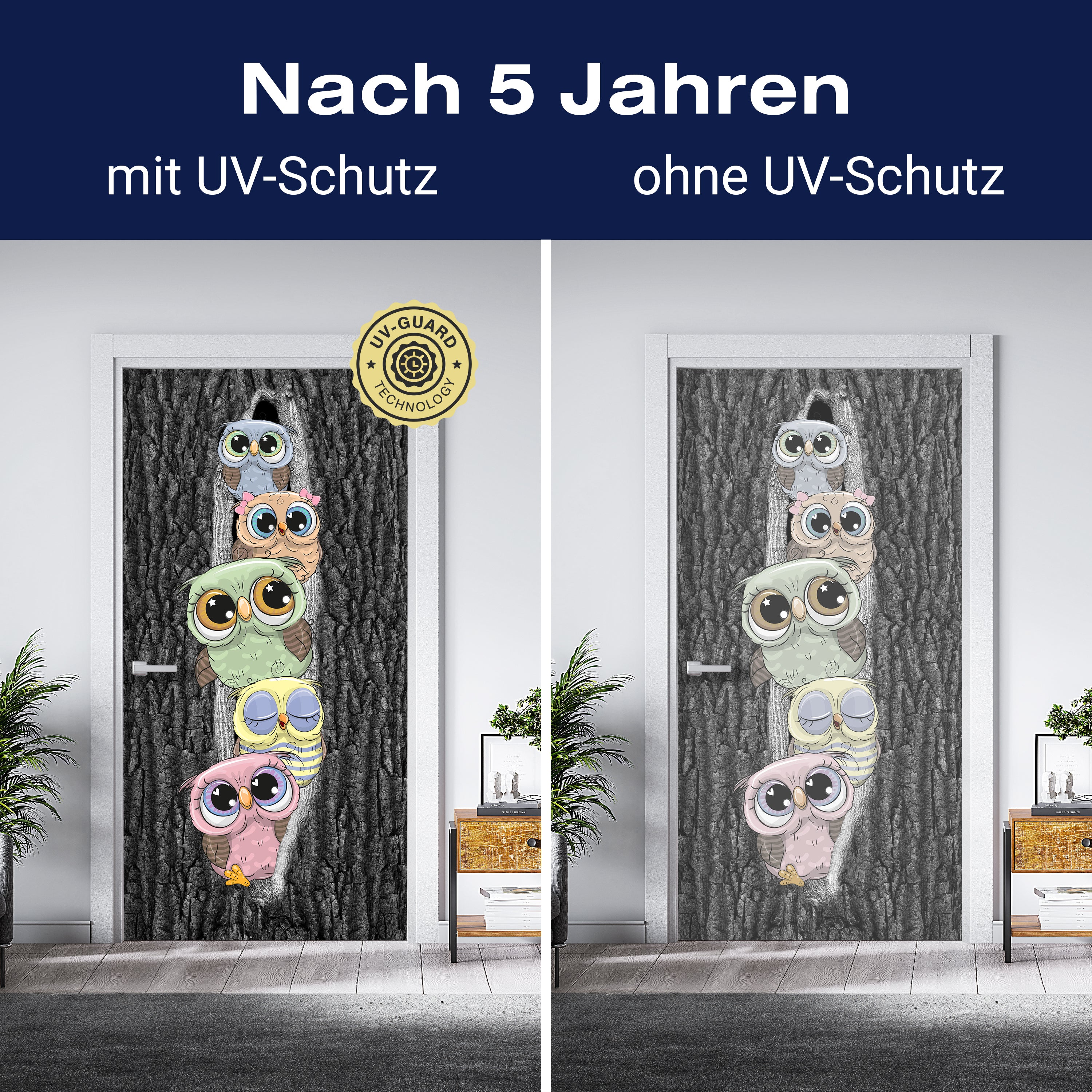 Türtapete Comic Eulen im Baum-stamm, Natur, Vögel M1150 - Bild 4 Türtapete Comic Eulen im Baum-stamm, Natur, Vögel M1150 - Bild 4