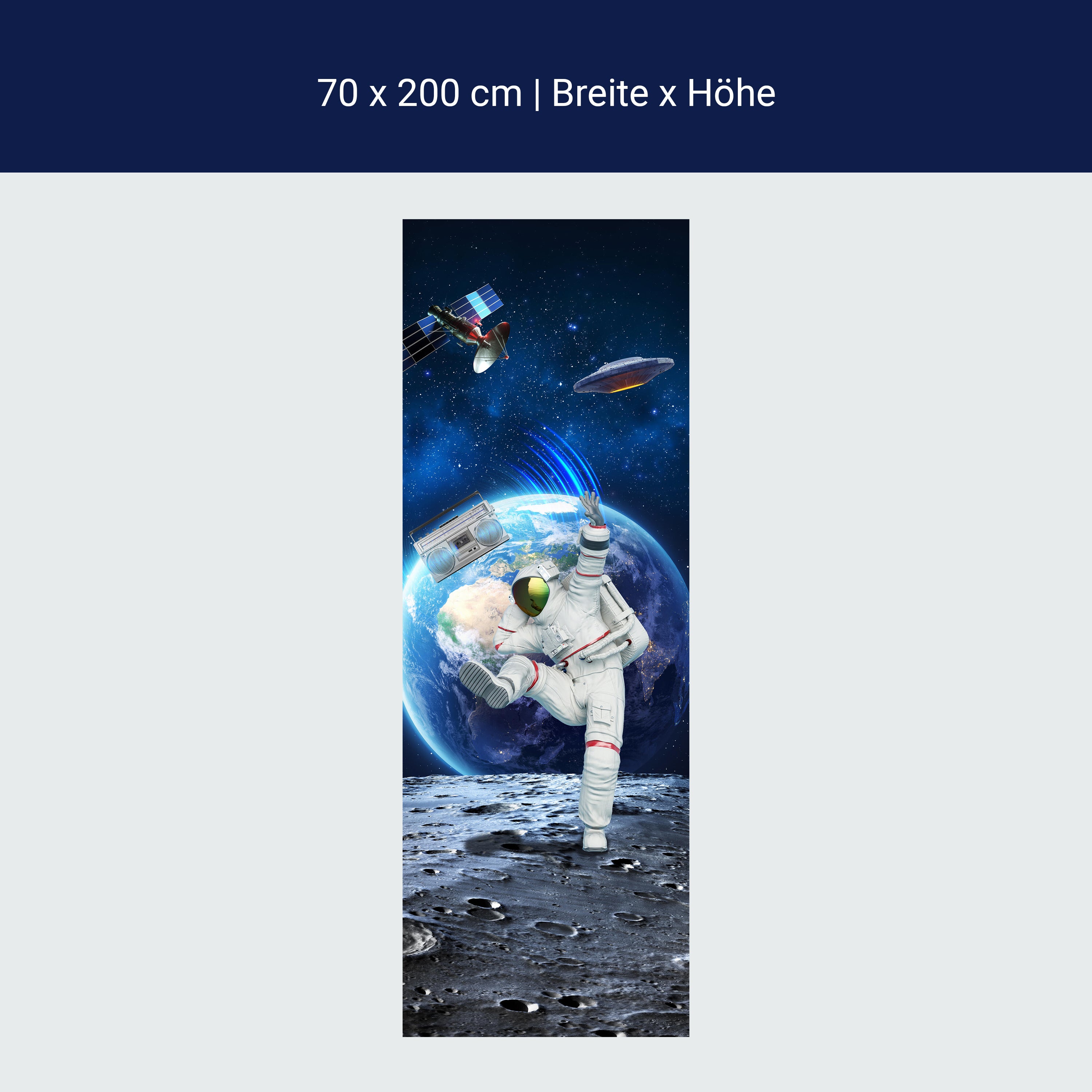 Türtapete tanzender Astronaut auf Mond, Weltraum M1151 Türtapete tanzender Astronaut auf Mond, Weltraum M1151