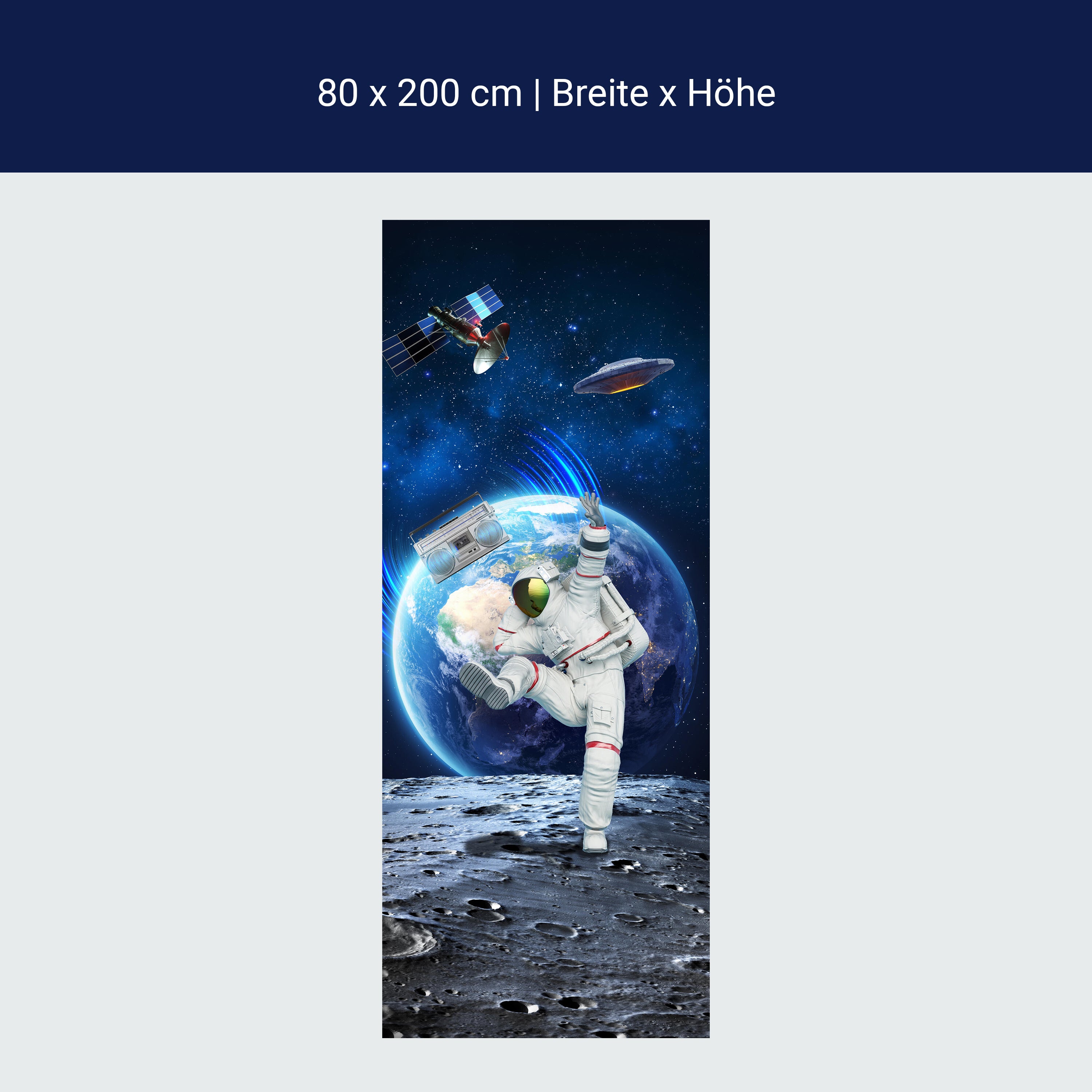 Türtapete tanzender Astronaut auf Mond, Weltraum M1151 Türtapete tanzender Astronaut auf Mond, Weltraum M1151