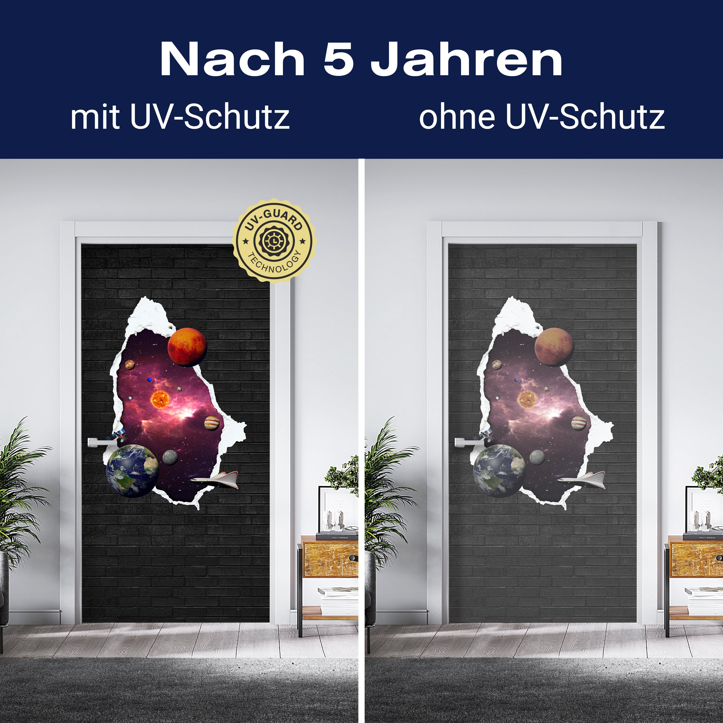 Türtapete Planeten im Weltall, Steinmauer, 3D M1153 - Bild 4 Türtapete Planeten im Weltall, Steinmauer, 3D M1153 - Bild 4