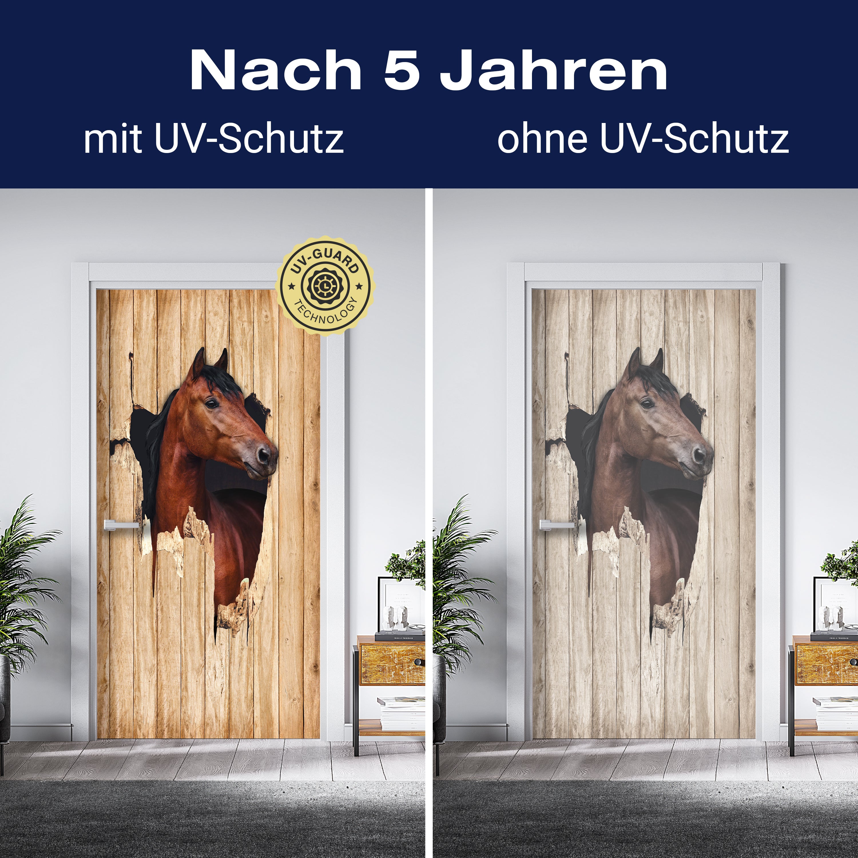 Türtapete braunes Pferd schaut durch Holzwand, 3D M1156 - Bild 4 Türtapete braunes Pferd schaut durch Holzwand, 3D M1156 - Bild 4